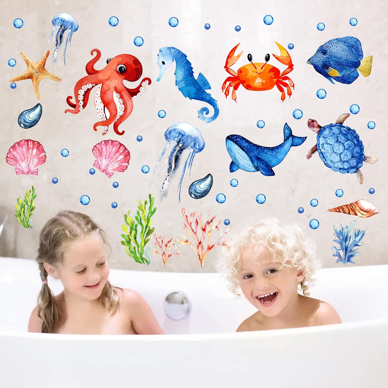 Zonon 97 Pcs Glow in the Dark Ocean Wall Decals
