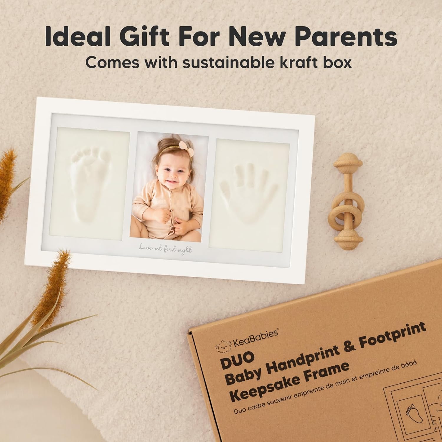 KeaBabies Inkless Hand and Footprint Kit with Frame