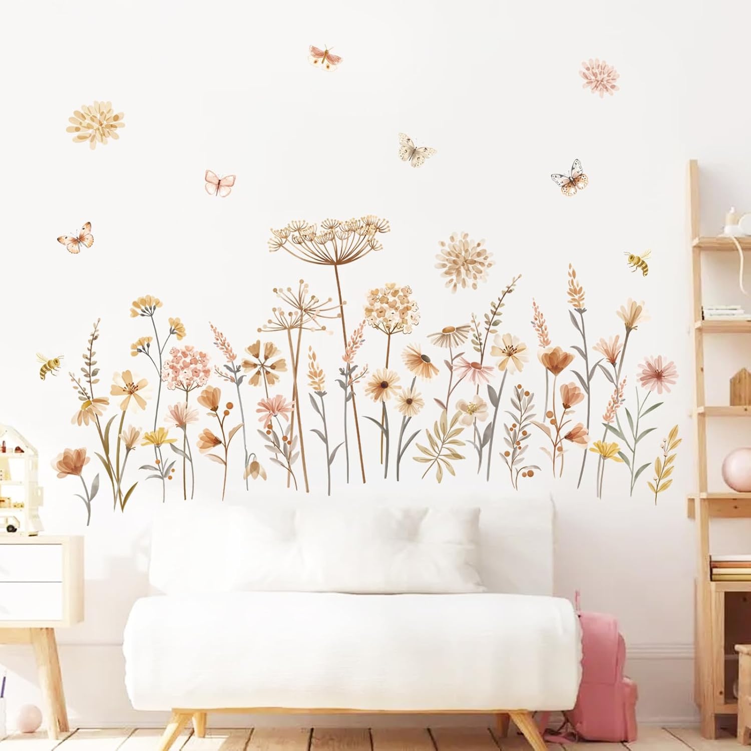 Boho Flower Wall Decals for Kids Room and Nursery Decor
