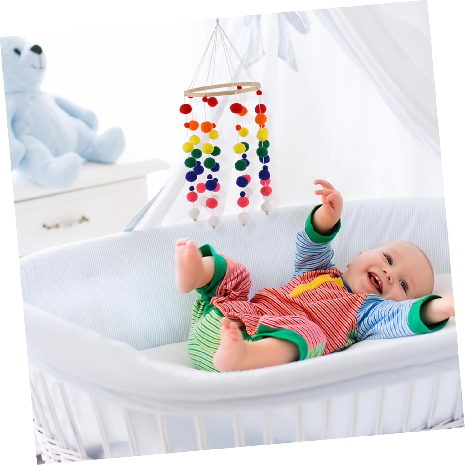 Fuzzy Bed Bell Mobile for Baby Room and Nursery Decor