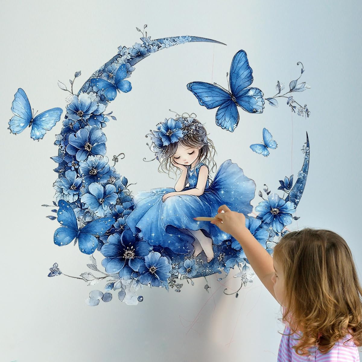2 Sheets Blue Butterfly Wall Decals for Kids Room
