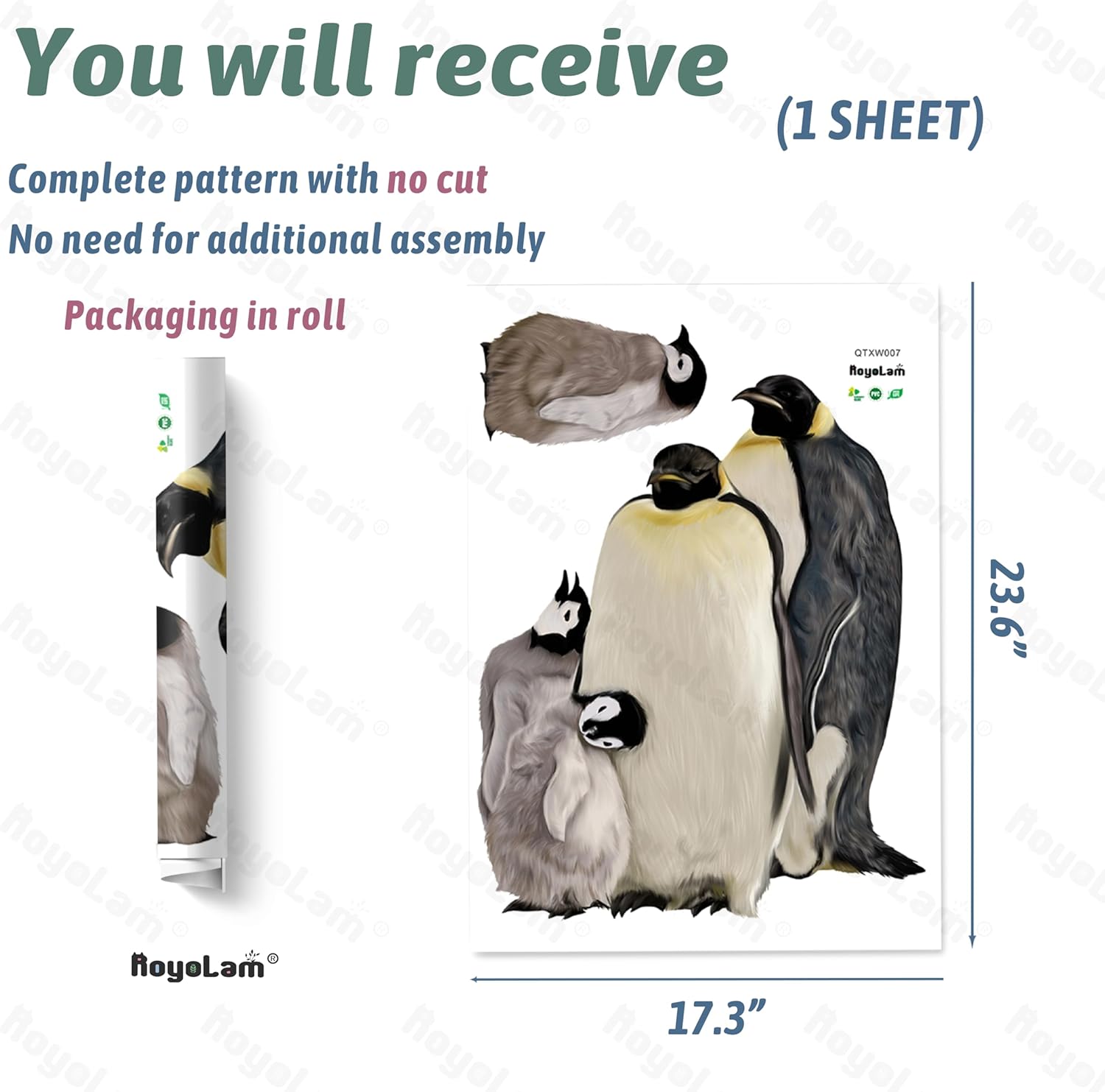 Penguin Family Wall Decal for Kids Baby Nursery Decor