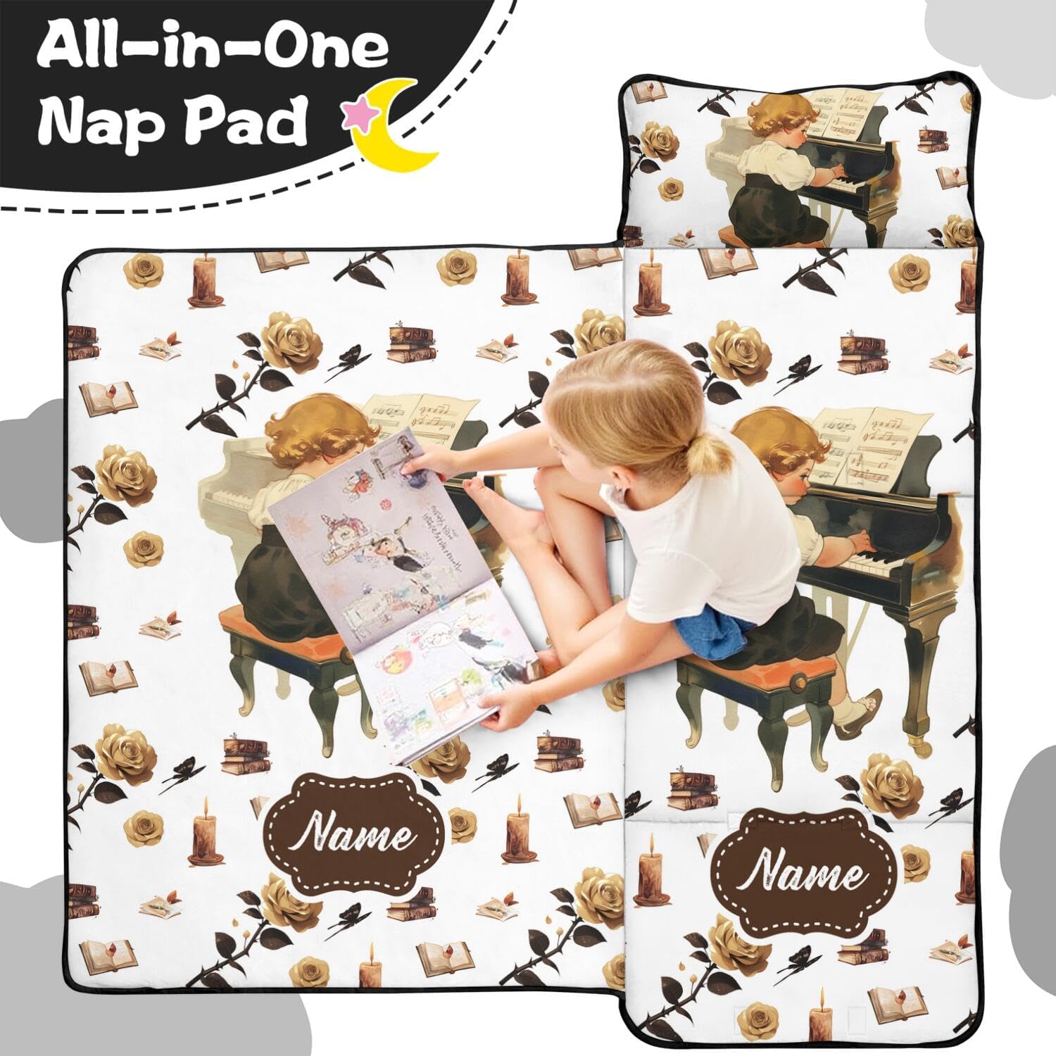 Personalized Toddler Nap Mat with Custom Name and Animal Prints