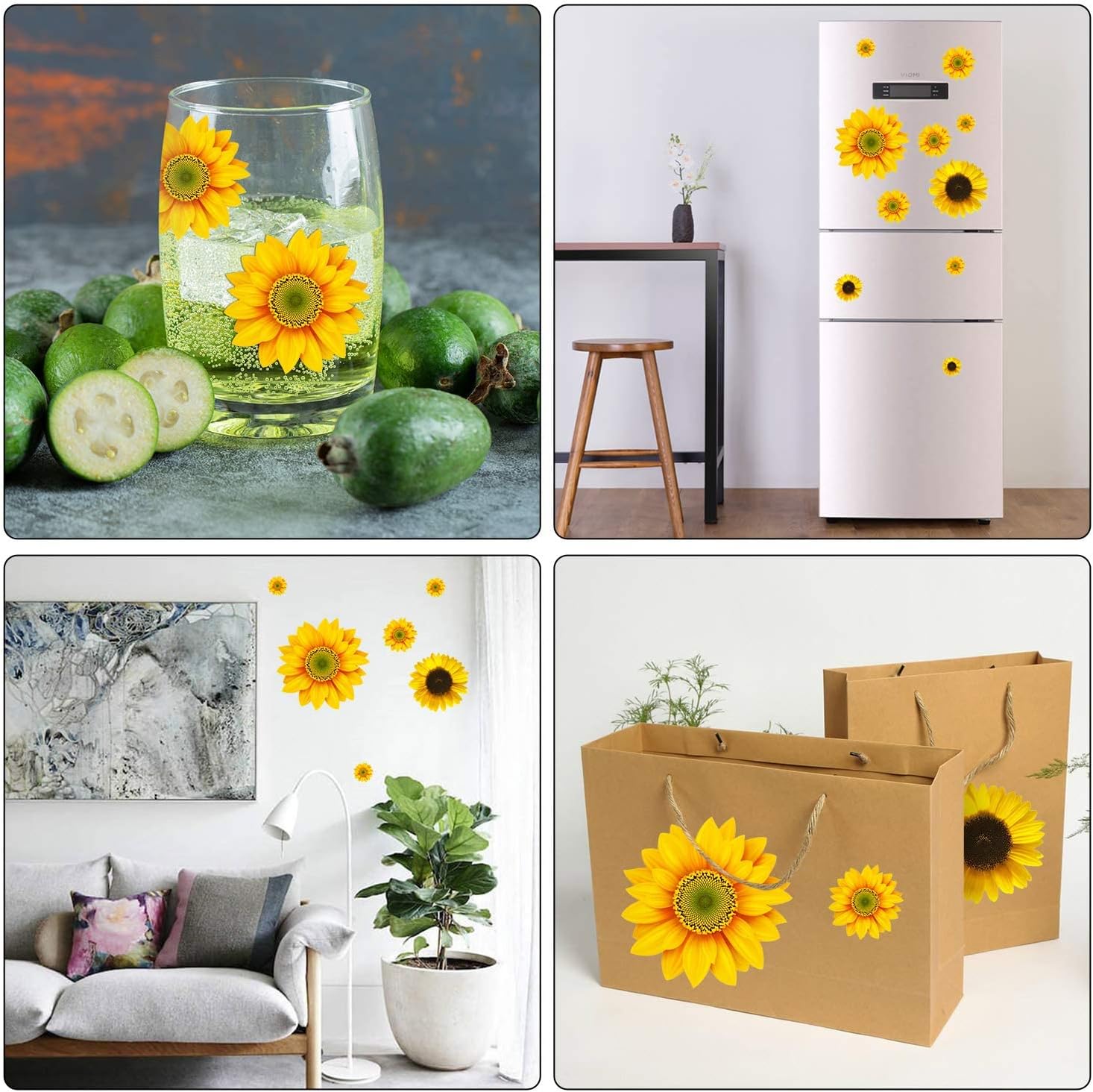 54 Pcs 3D Sunflowers and Butterfly Wall Stickers Decor
