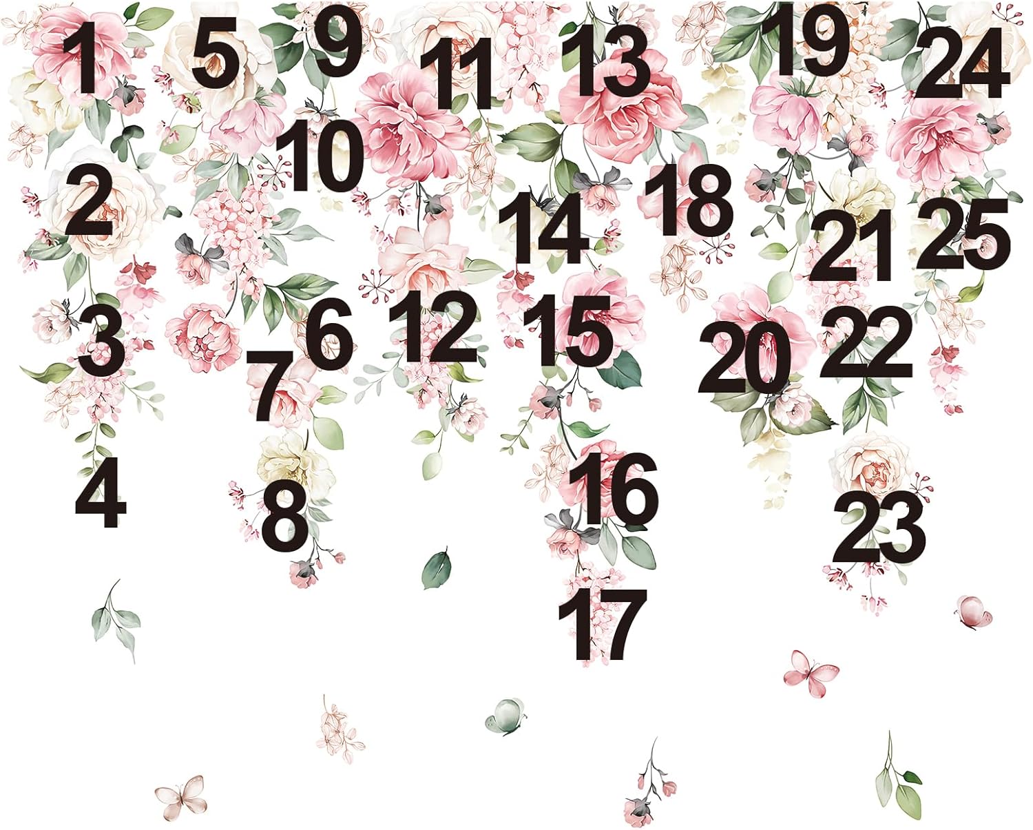 Wondever Large Pink Flowers Wall Stickers for Baby Nursery