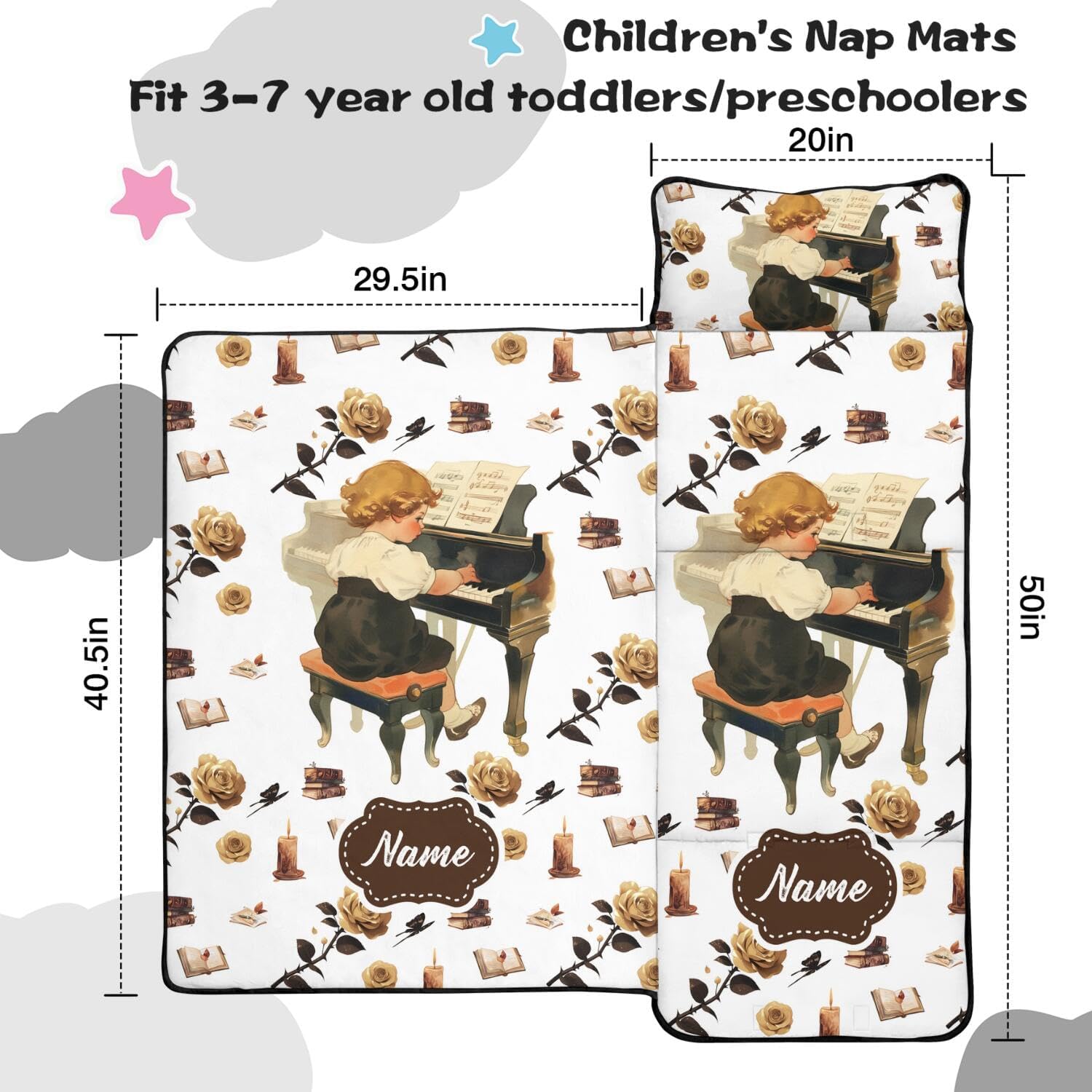 Personalized Toddler Nap Mat with Custom Name and Animal Prints