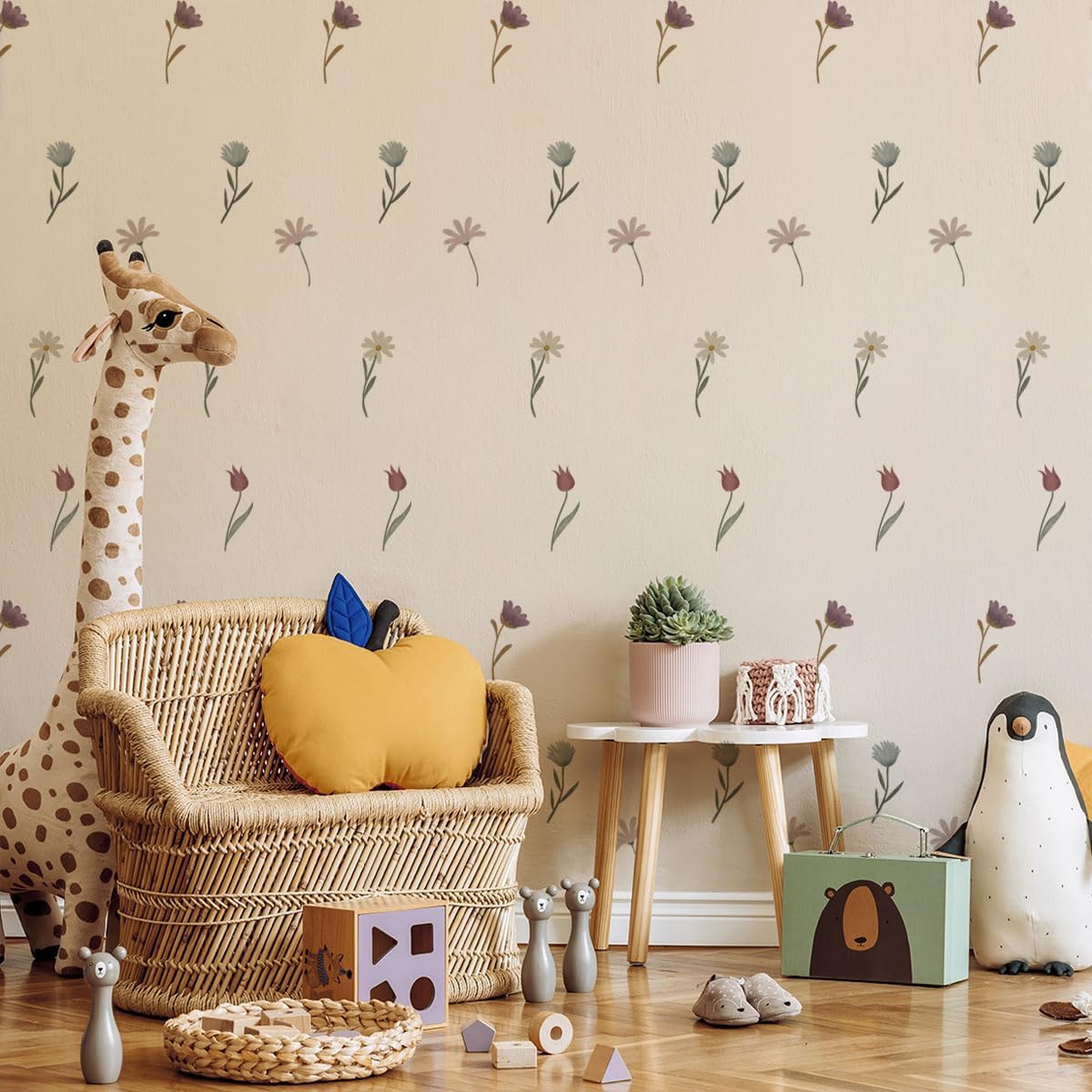 Boho Wildflower Wall Stickers for Girls Bedroom Decor