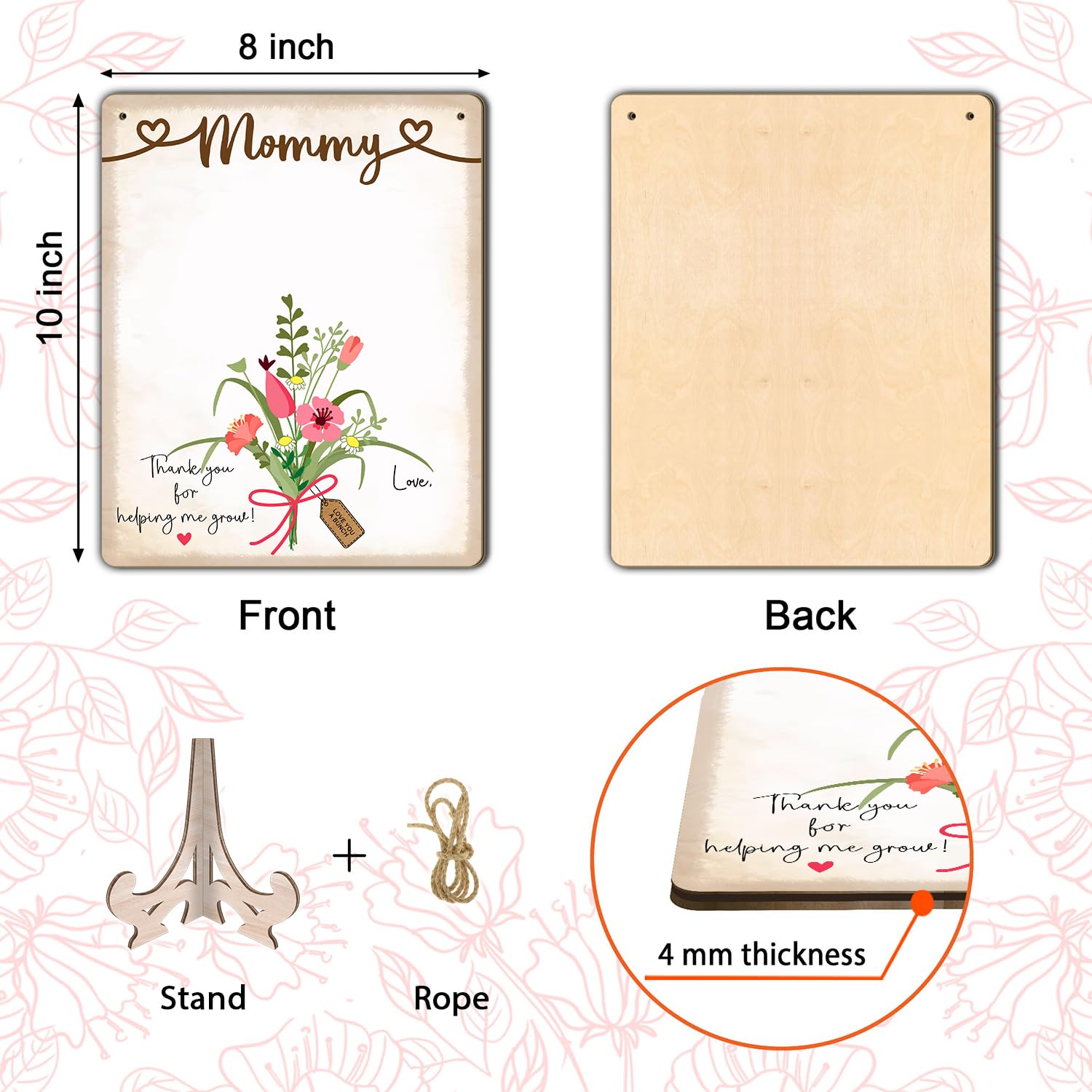 DIY Babys First Mothers Day Handprint Flowers Hanging Sign for Mom