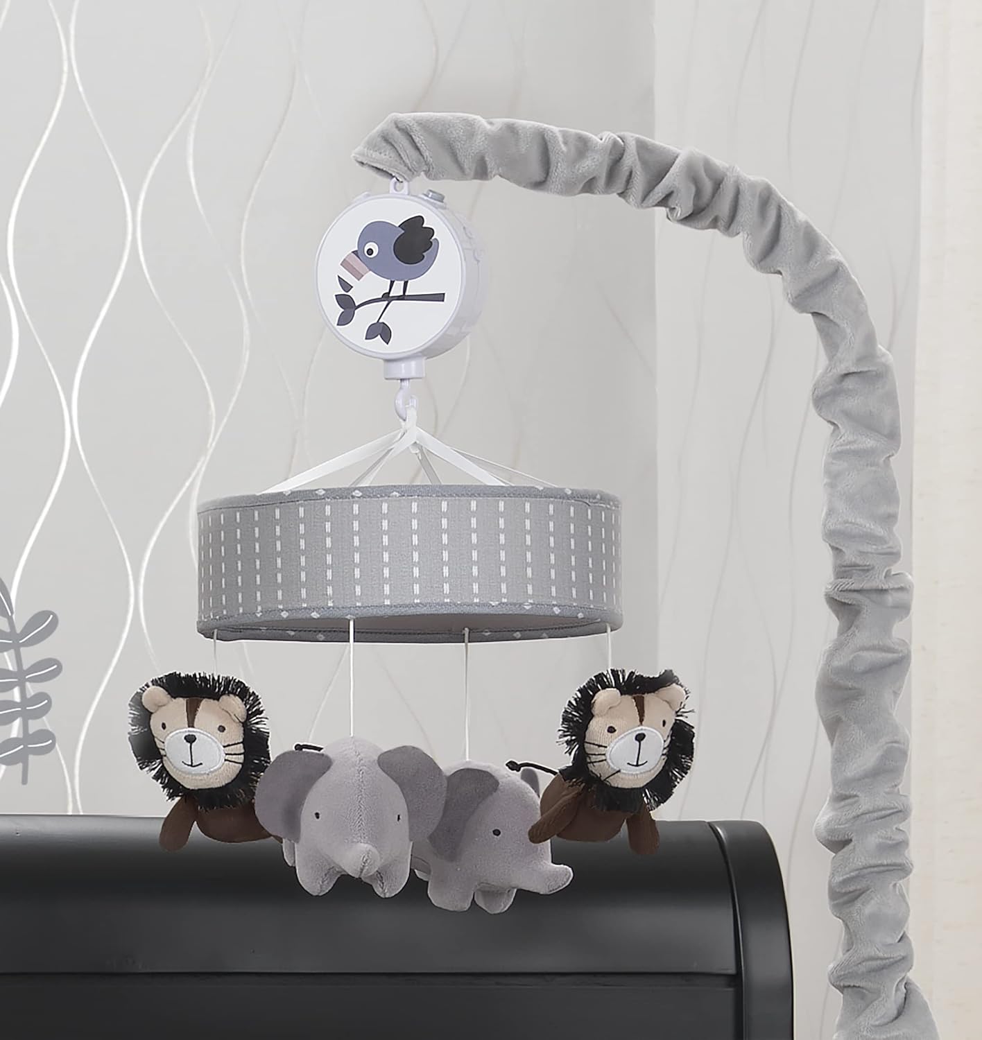 Lambs Ivy Urban Jungle Lion Elephant Musical Crib Mobile