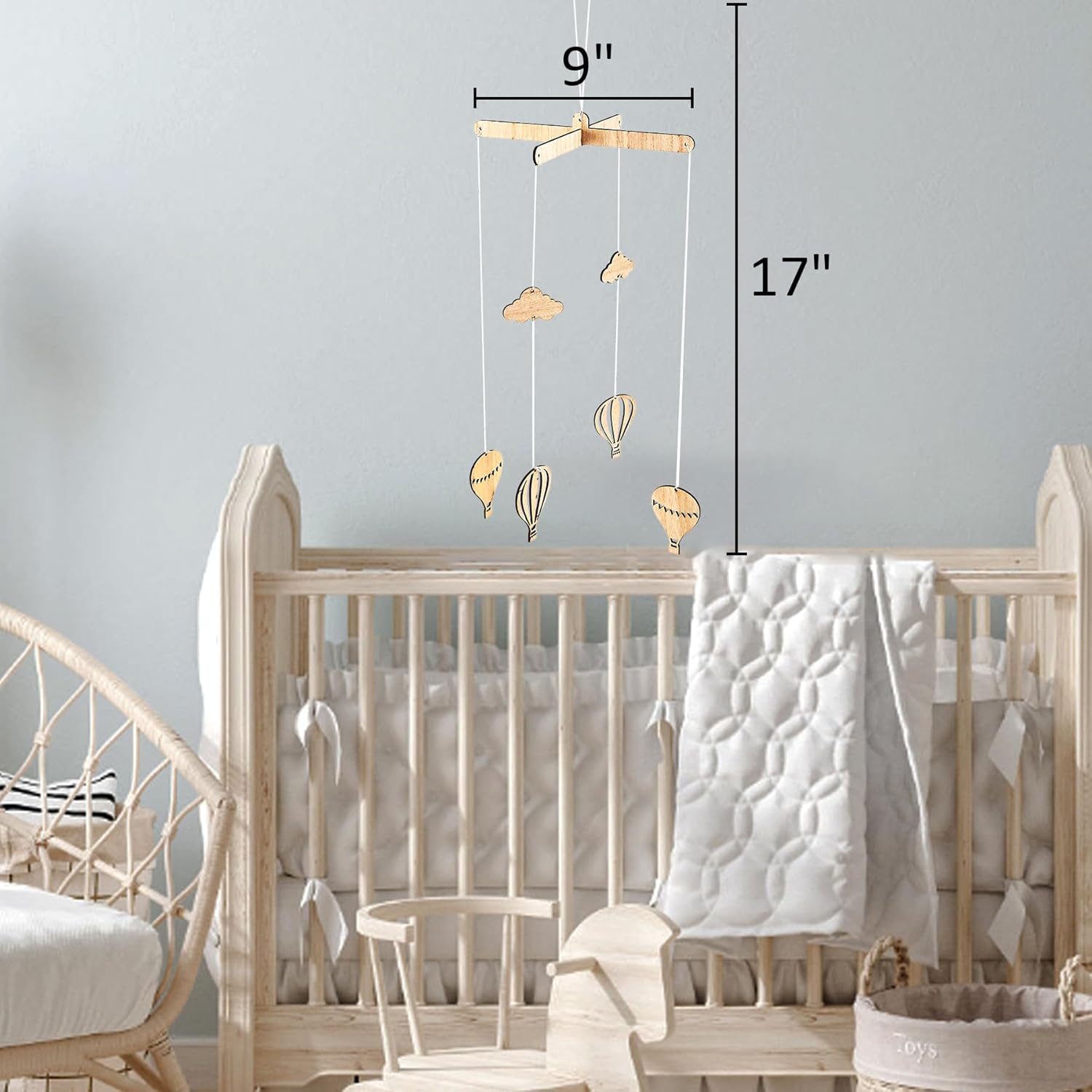 SANDOO Wooden Hot Air Balloon Crib Mobile