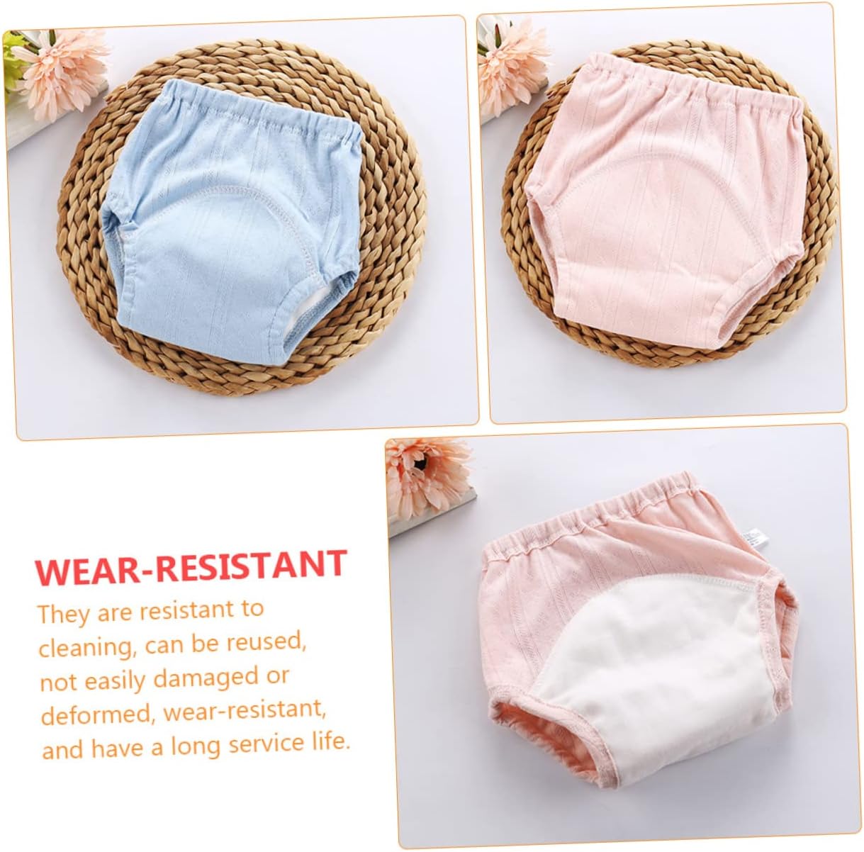 2 Pack Baby Training Pants Cotton Reusable Diaper Covers for Potty Training