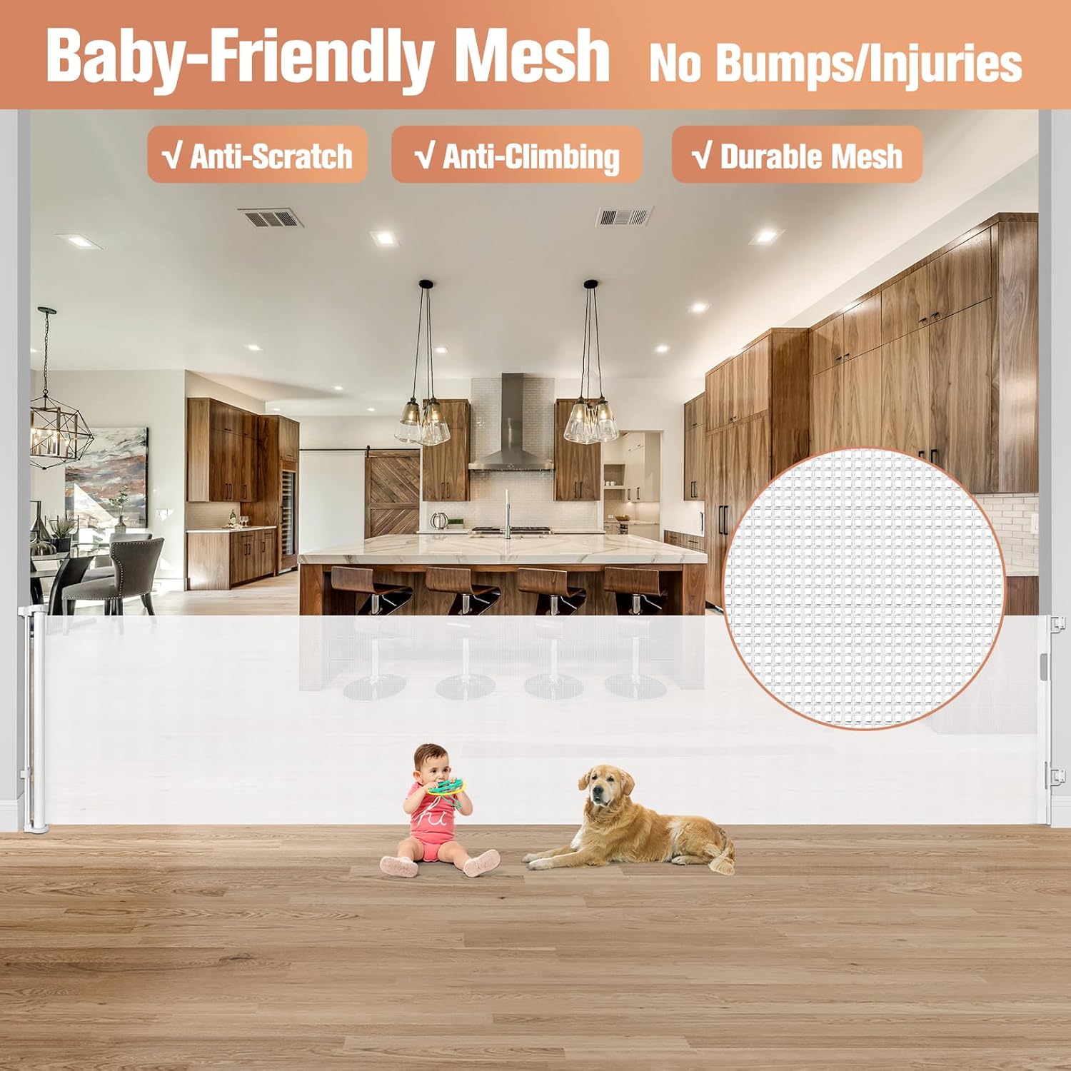 42 Tall X 140 Wide Retractable Baby Gate