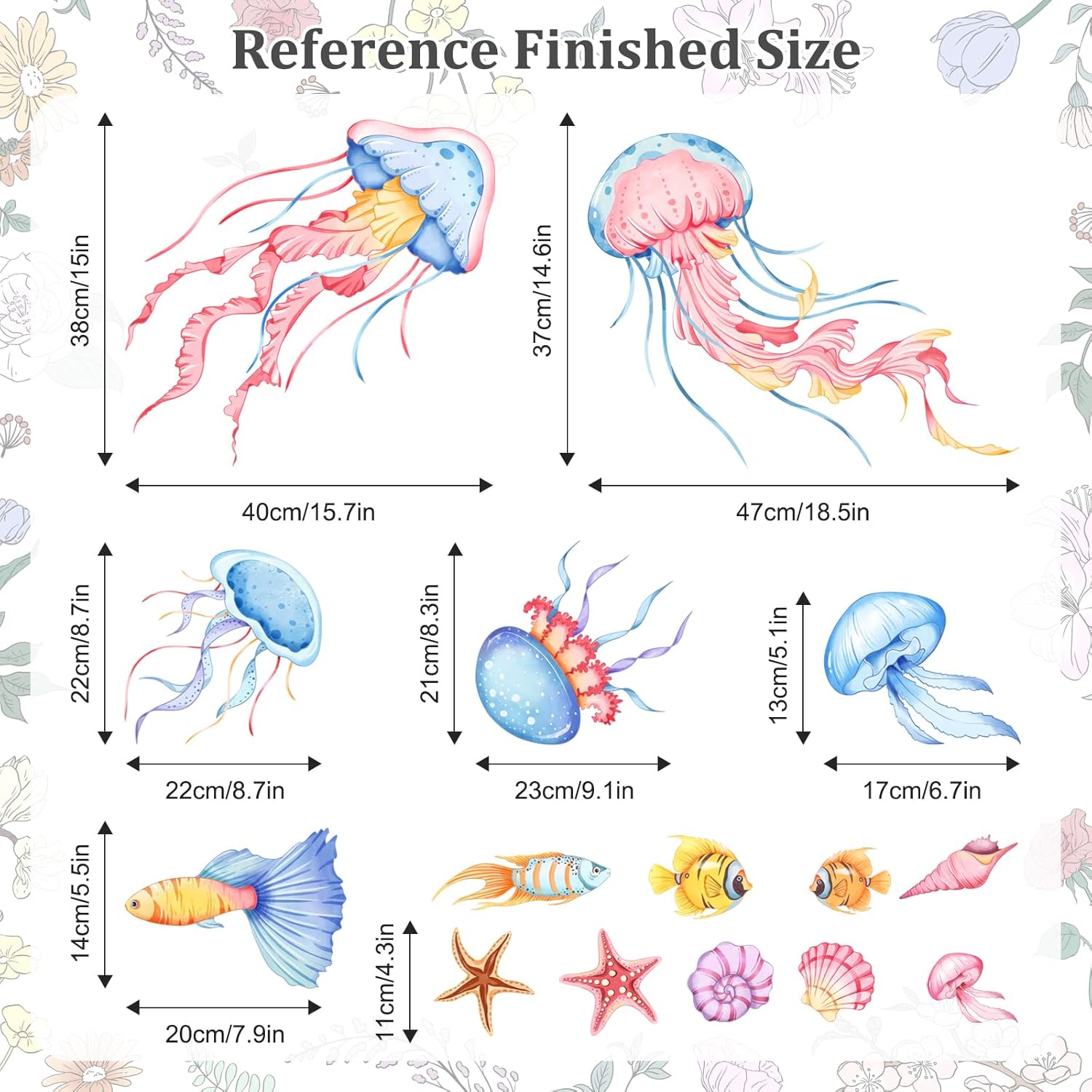 Decvictor Watercolor Jellyfish Wall Decals for Nursery Room Decor