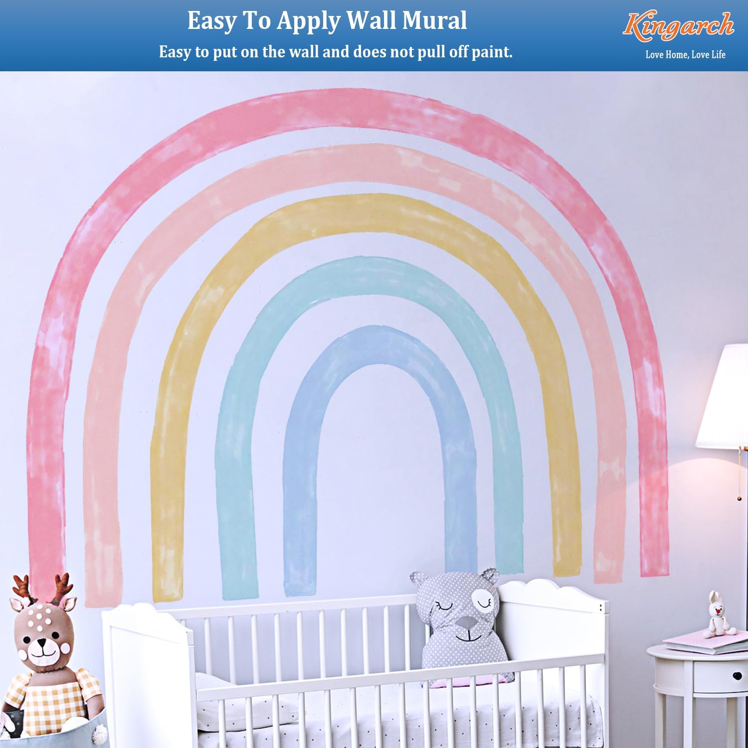 Kingarch Large Watercolor Rainbow Wall Decals