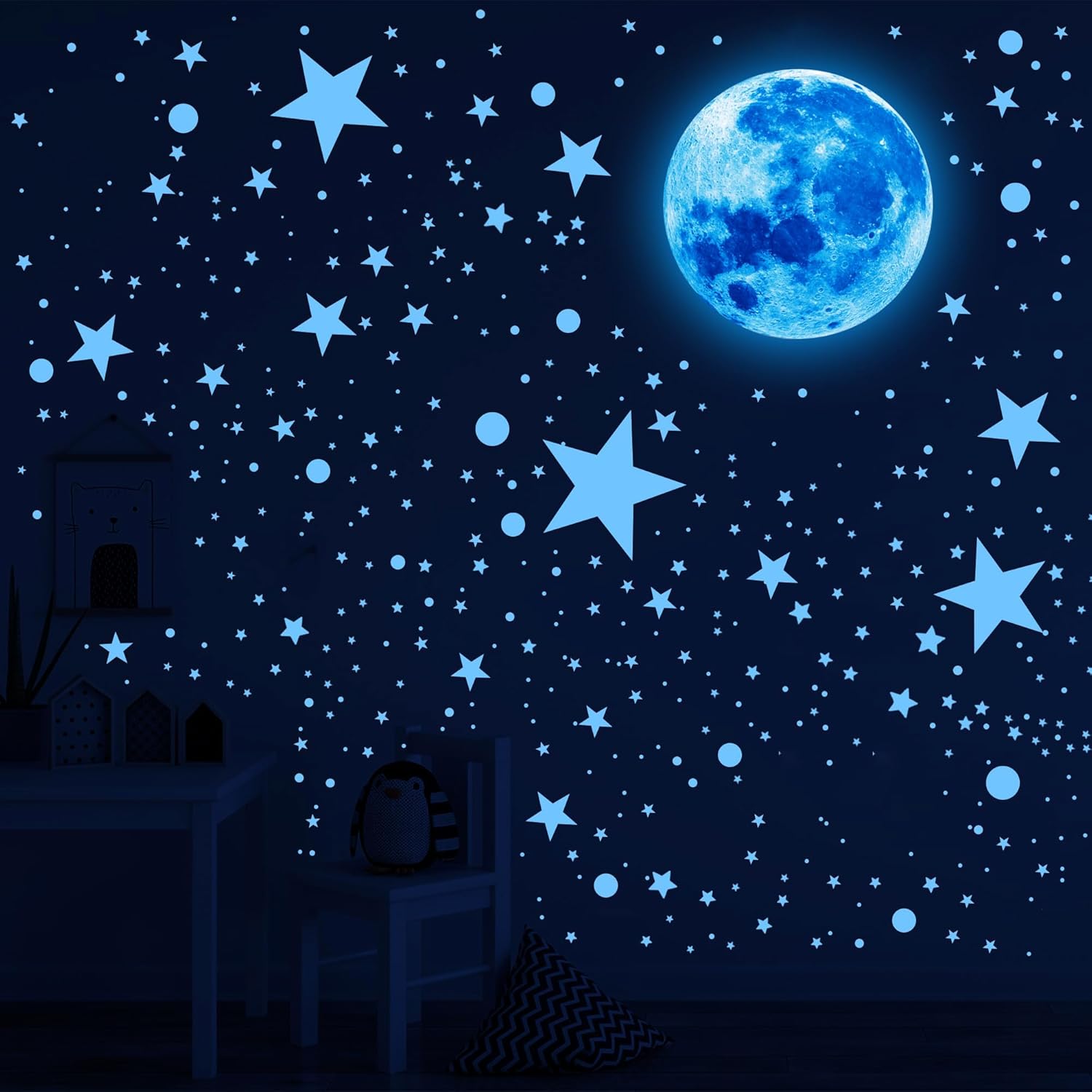 492Pcs Glow in the Dark Stars Ceiling Moon Space Wall Decals