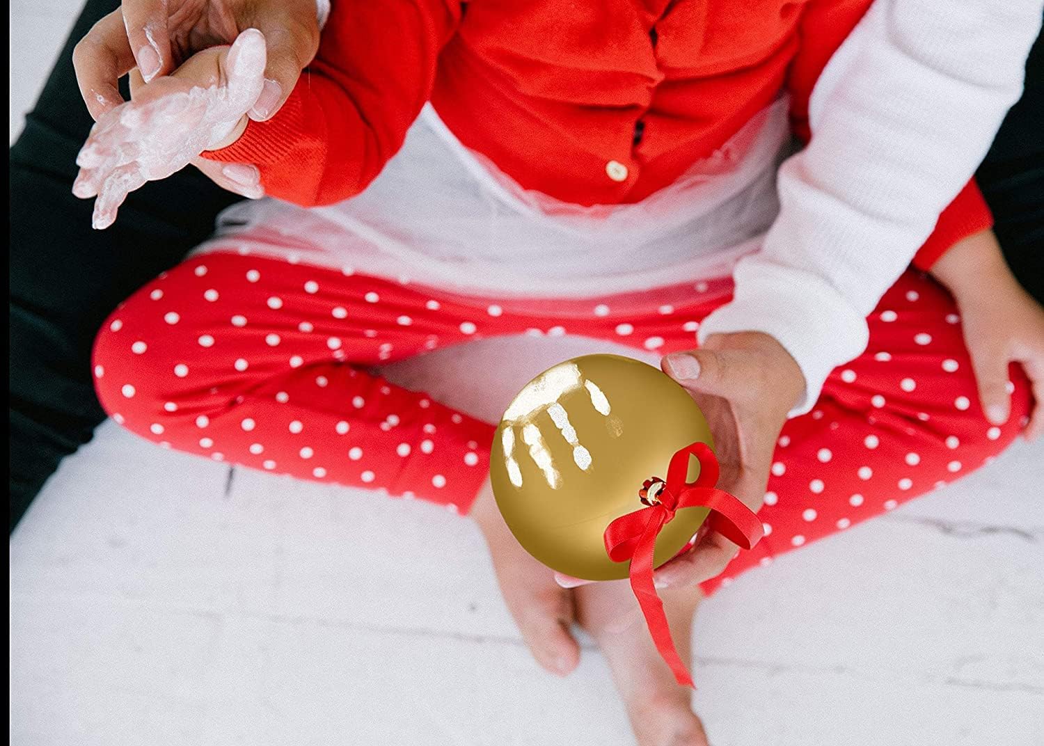 Tiny Ideas Christmas Baby Print Ball Ornament with Paint
