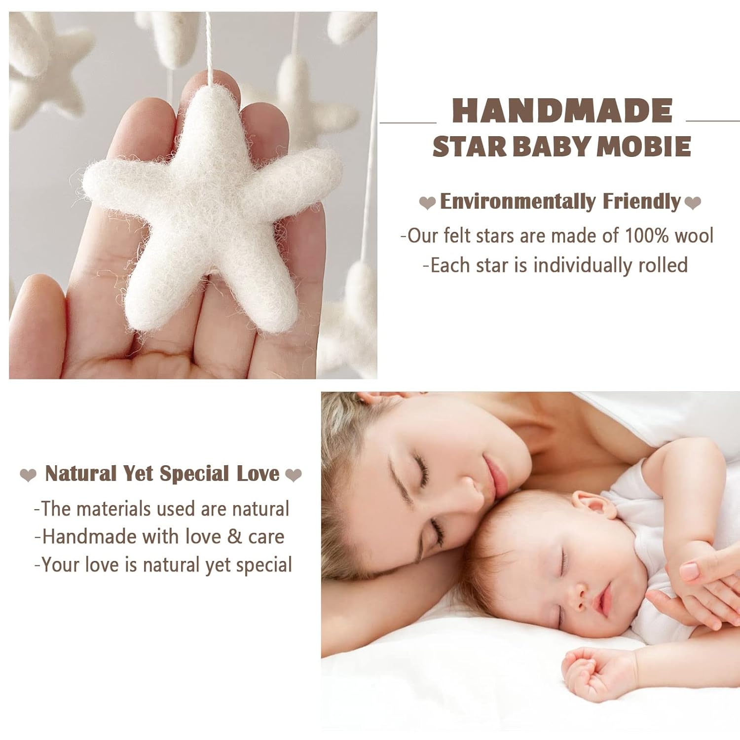 Gender Neutral Baby Mobile - Felt Star Boho Decor