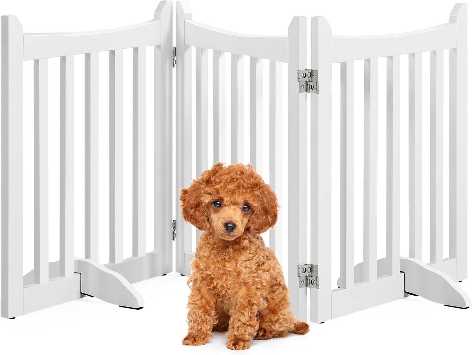 Yaheetech 24 Inch Pet Gate White Wooden 3 Panels