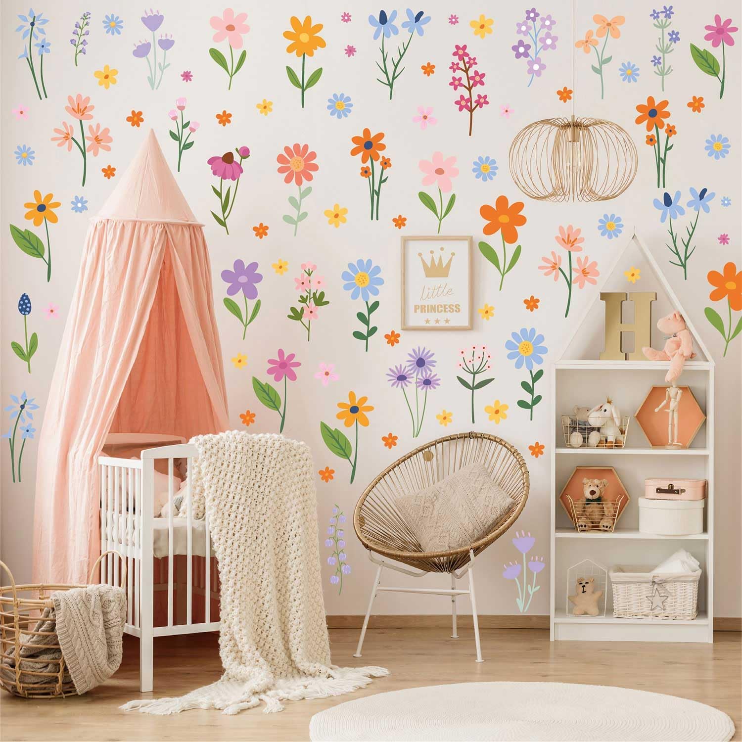 Wild Flower Wall Decals - 102 Pcs Garden Theme Stickers for Home Decor