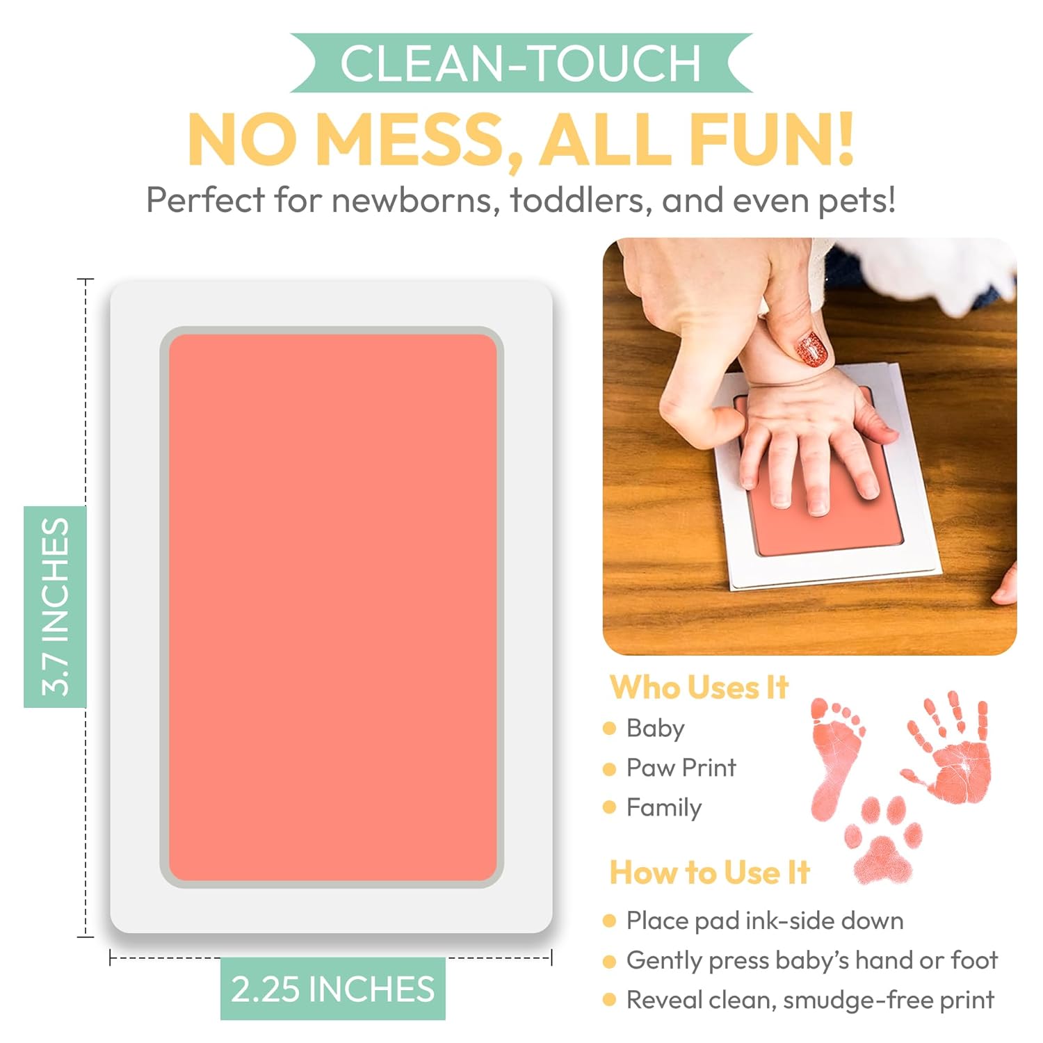 Clean Touch Ink Pad for Baby Handprints and Footprints