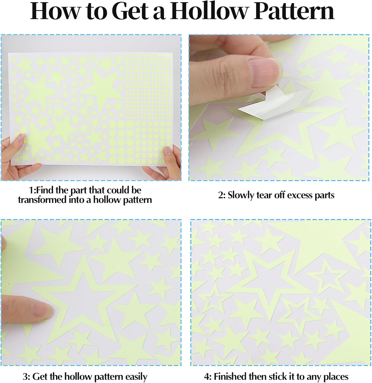 Glow in The Dark Stars Ceiling Moon Planet Wall Sticker for Kids Bedroom Blue