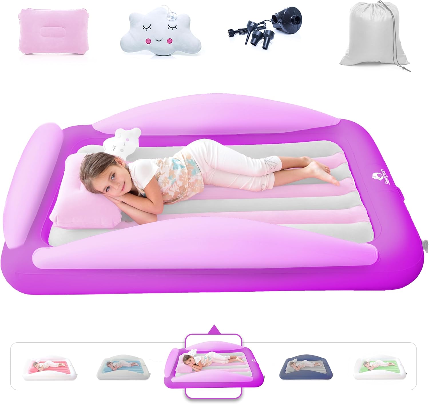 Sleepah Inflatable Toddler Travel Bed Set Purple