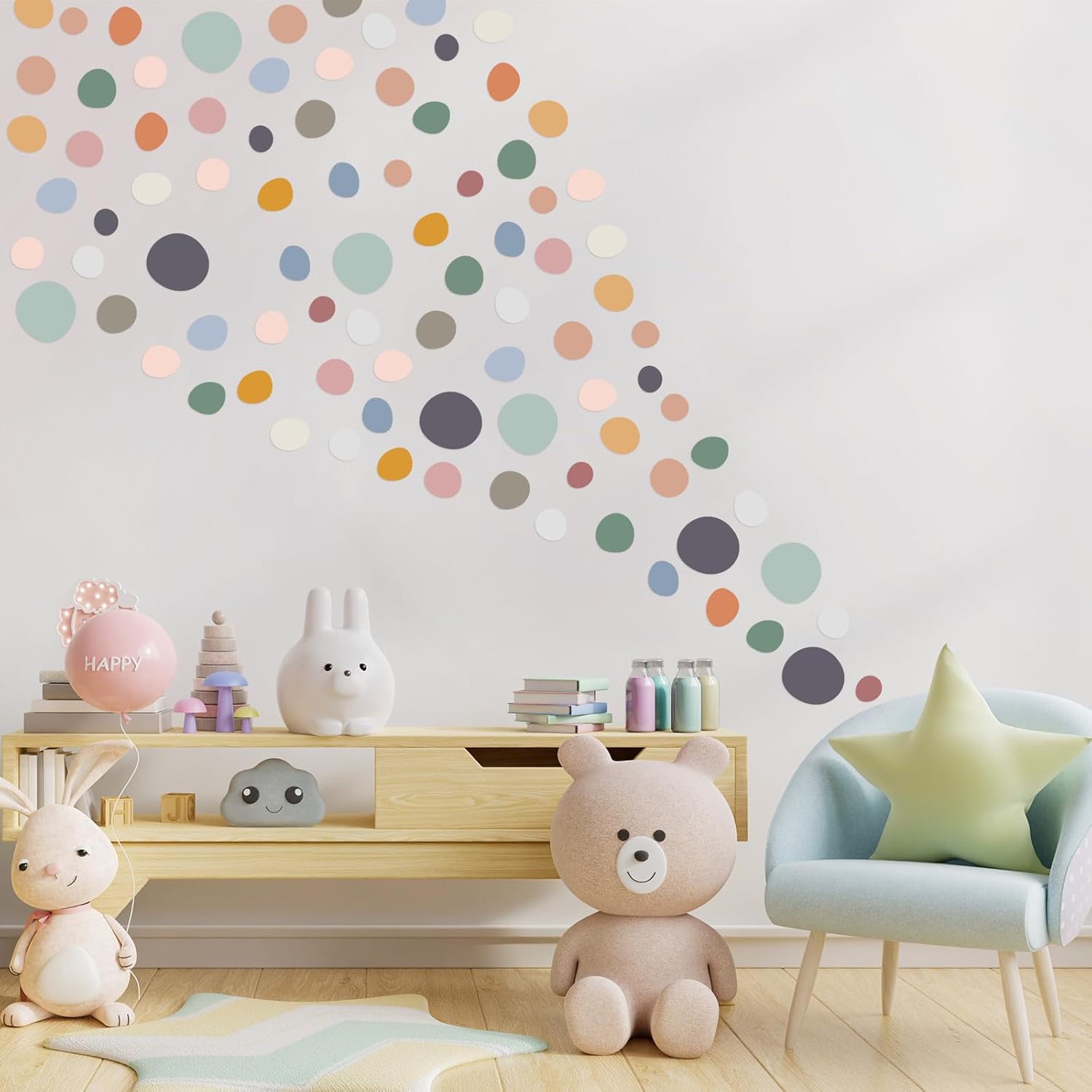 15 Sheet 300 Pcs Irregular Polka Dots Wall Decal Stickers