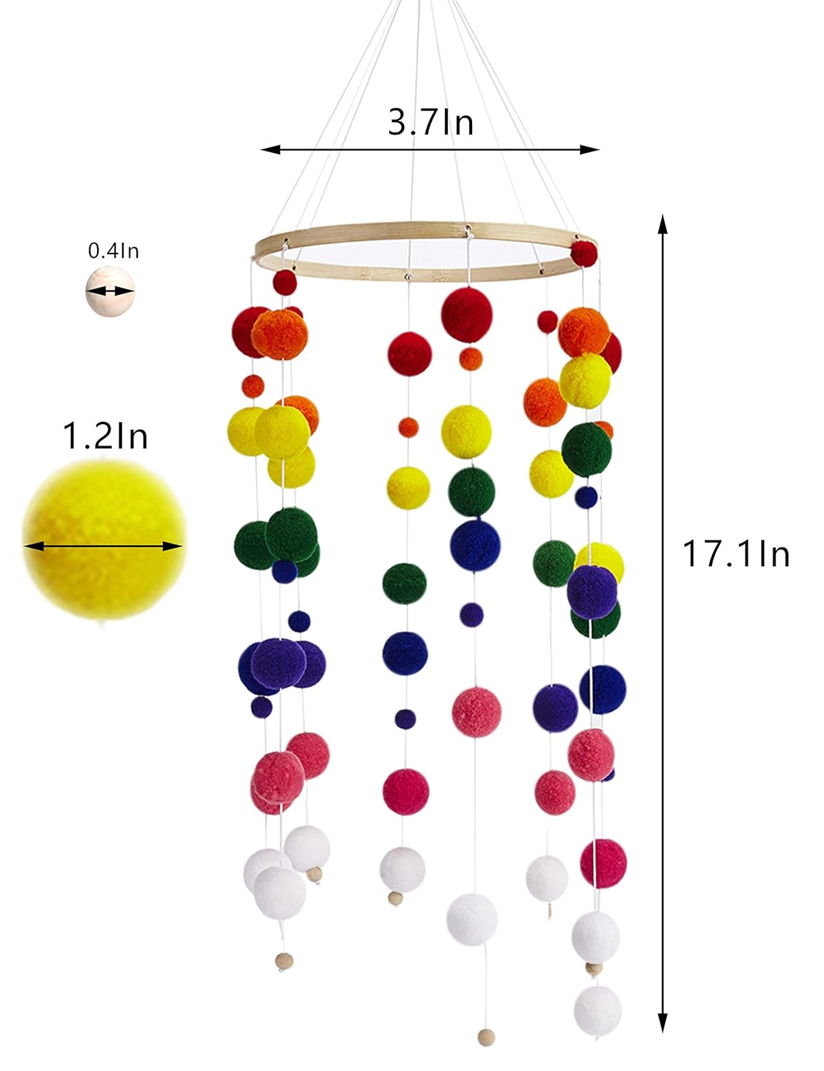 AONTUS Wooden Hexagon Bead Baby Mobile Infant Bed Decorative Crib Mobile Nursing Accessory