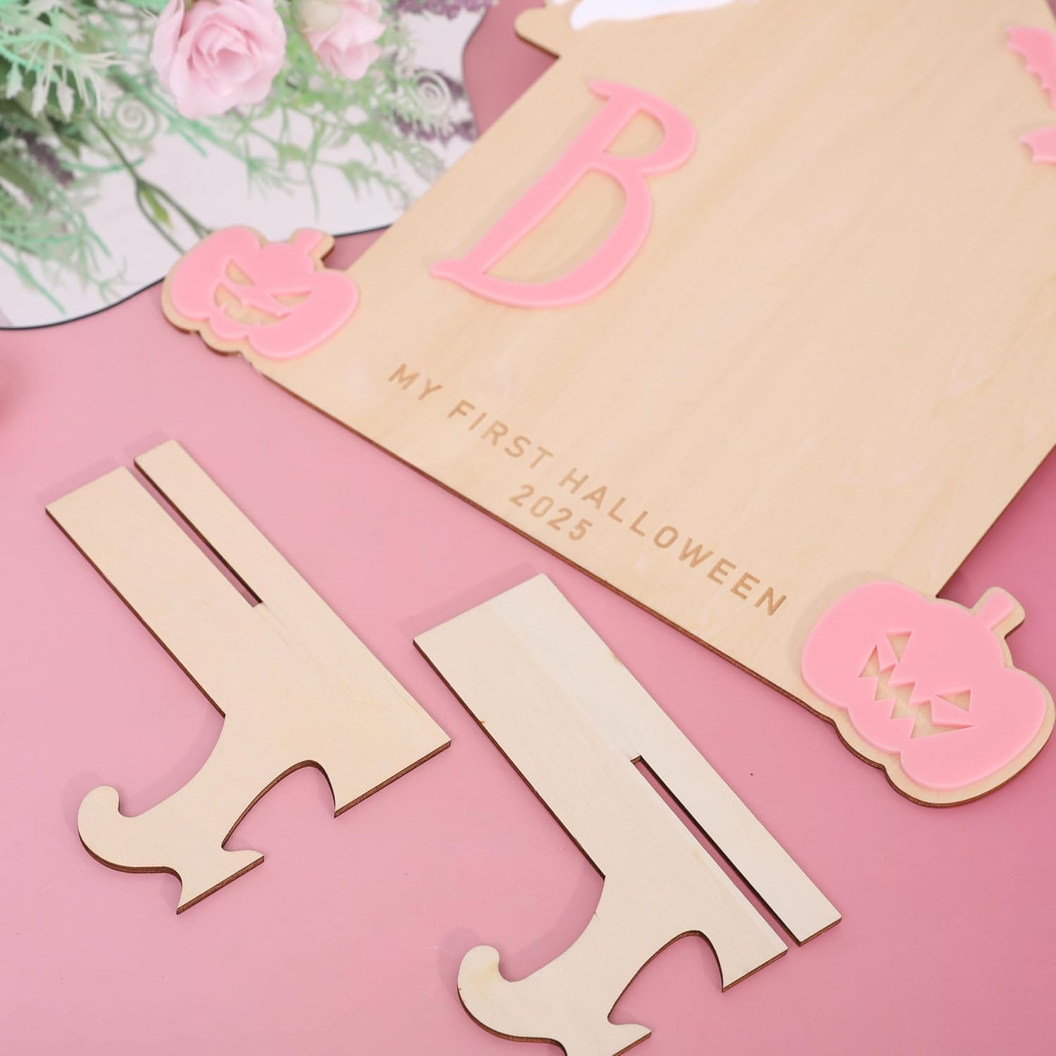 Halloween Footprint Art Sign My Little Boo Pink