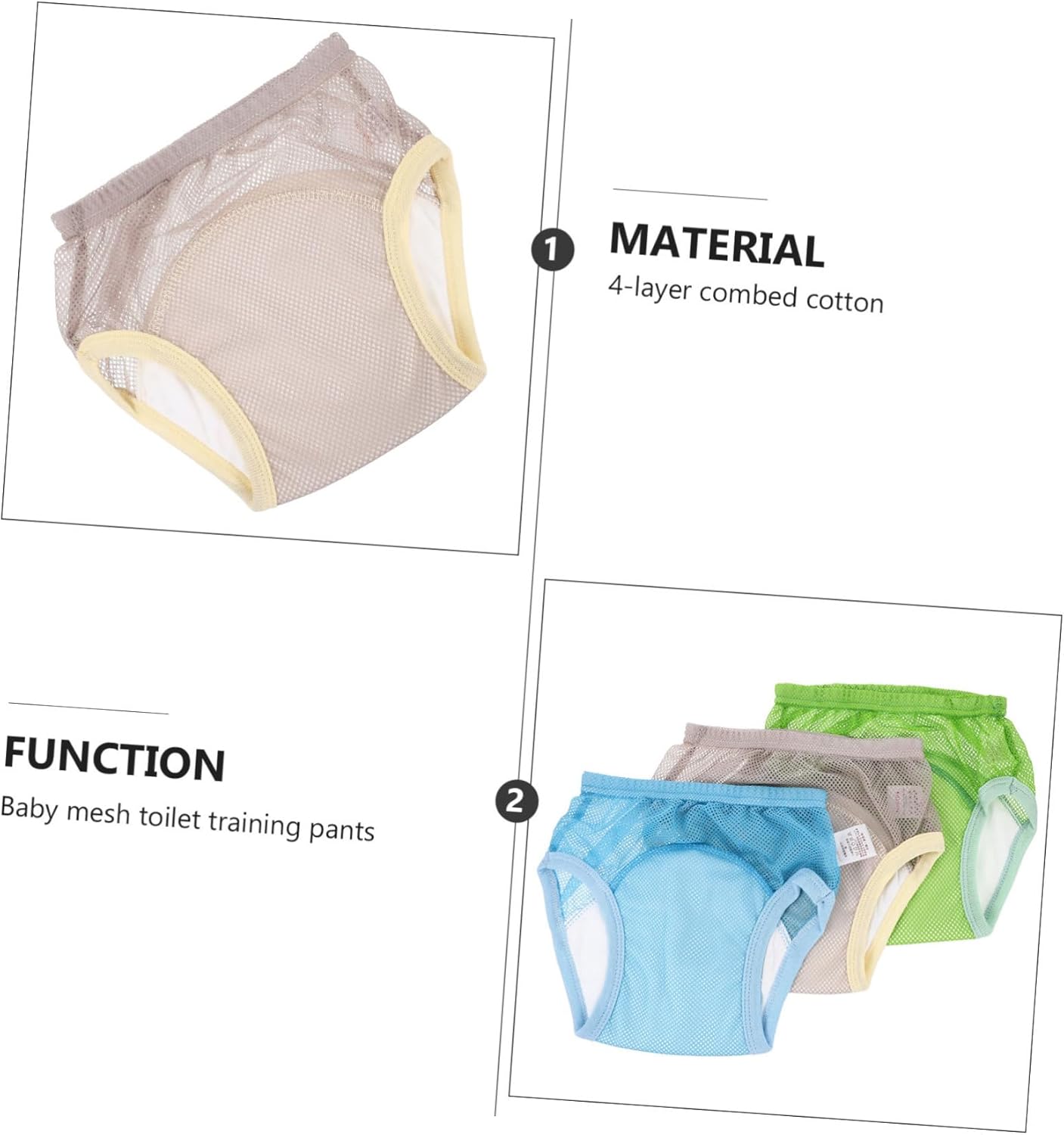 VICASKY 3Pcs Baby Training Underwear Potty Pants Breathable Cotton