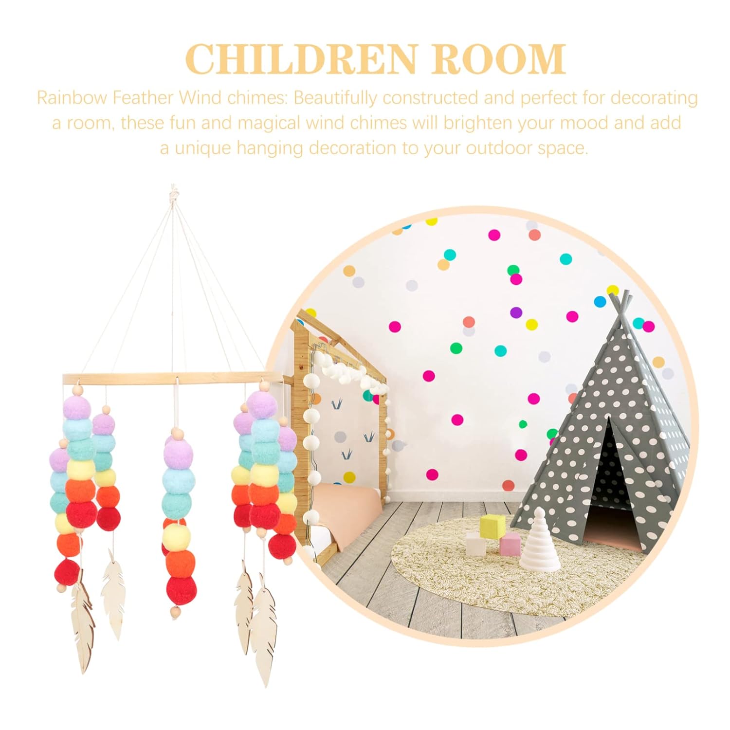 Felt Wind Chime Adorable Decorative Hanging Pendant for Home and Room Decor