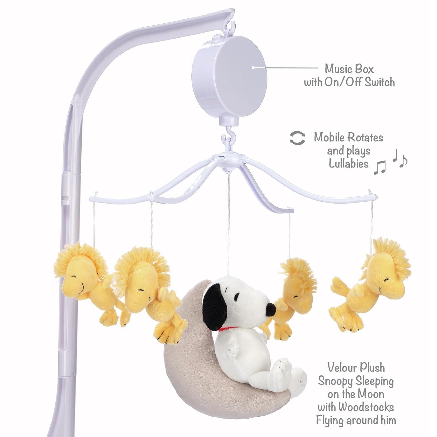 Bedtime Originals Snoopy Love Musical Crib Mobile Soother