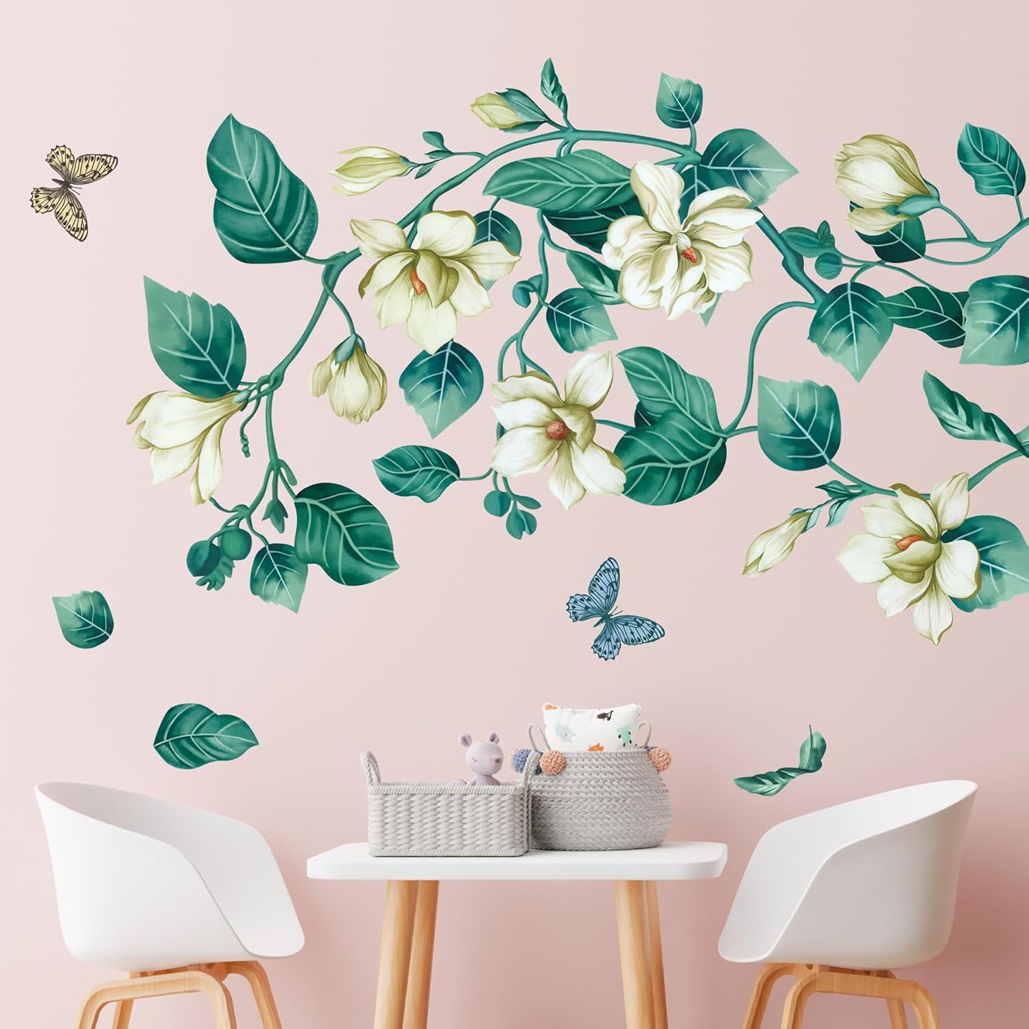 Amaonm Removable DIY 3D Blue Flower Wall Decals