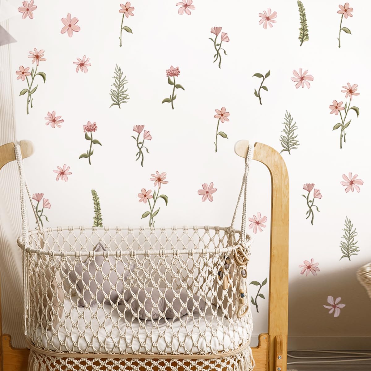 Coquette Boho Watercolor Wall Stickers - Colorful Wildflower Decals Peel Stick