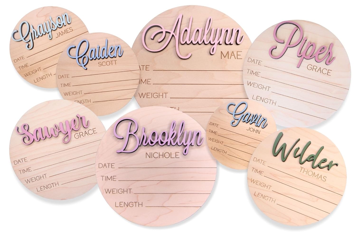 Newborn Baby Stats Sign Made of Wood