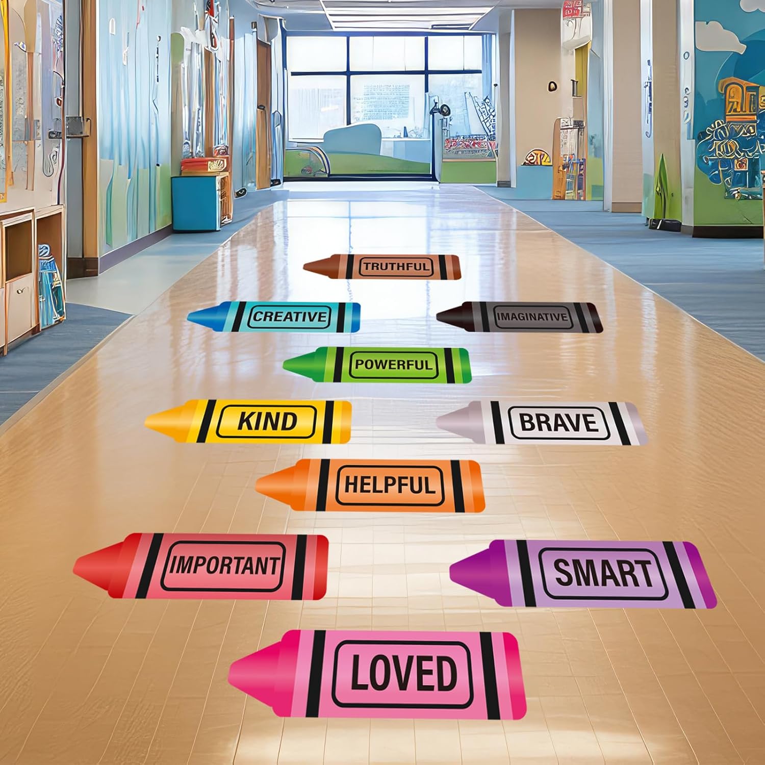 30Pcs Colorful Motivational Floor Decals for Classroom and Party