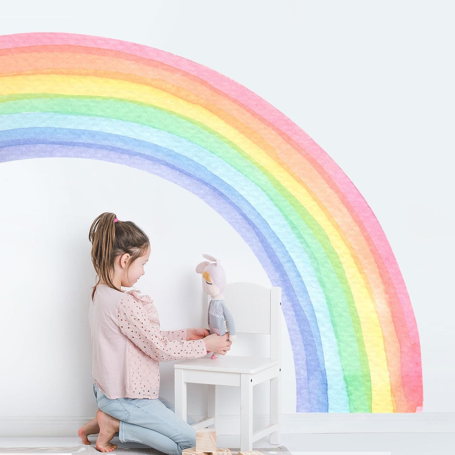 55x63 Large Rainbow Wall Stickers for Girls Bedroom Playroom