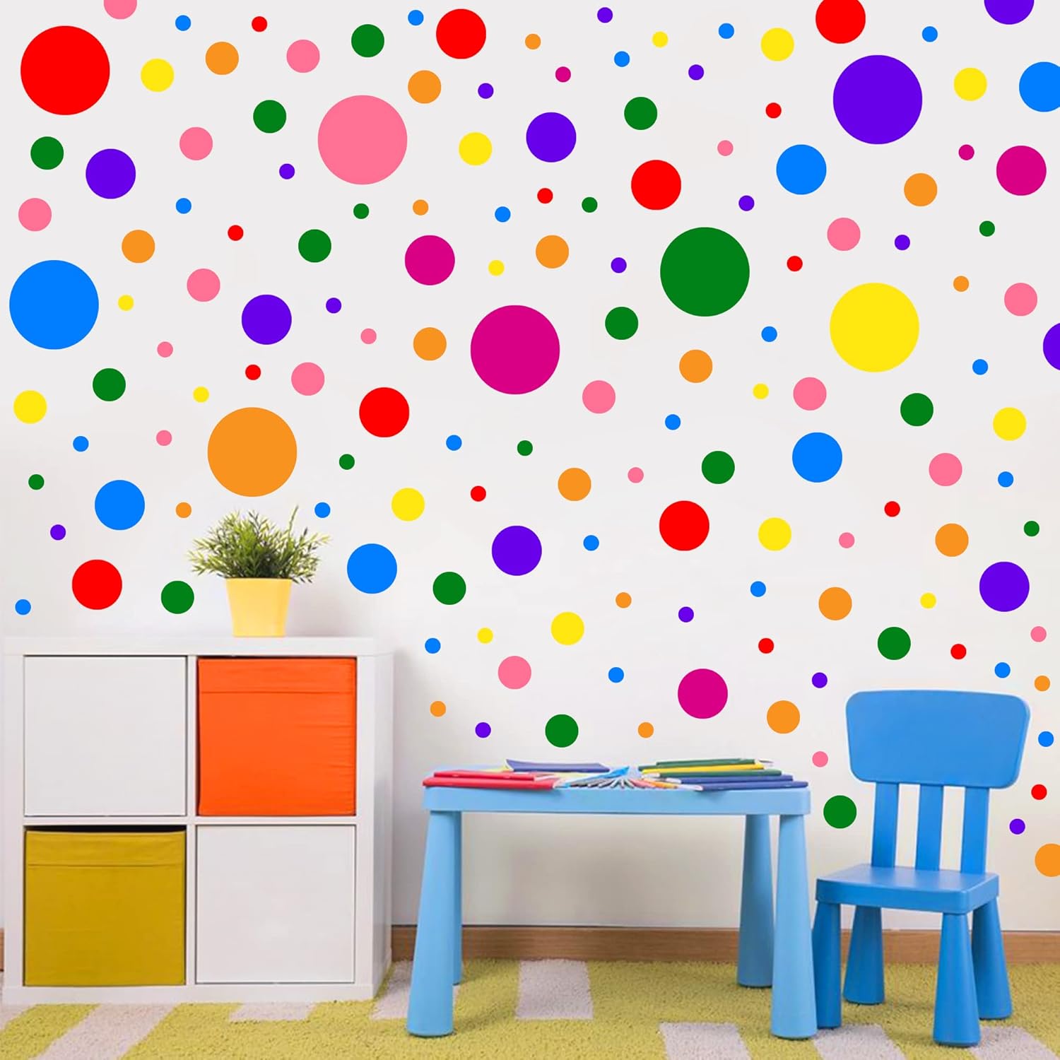 Colorful Polka Dot Wall Decals for Kids Room Decor