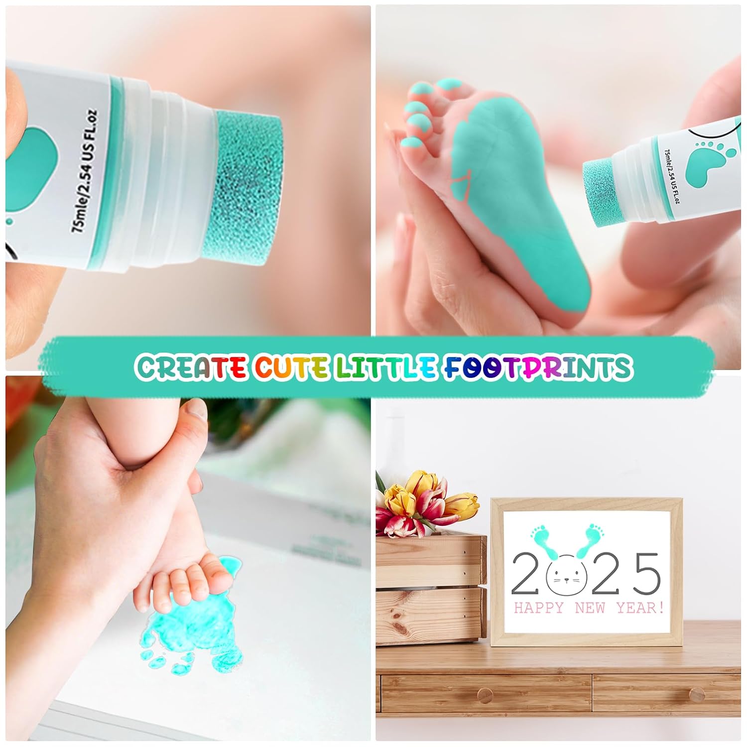 75ml Mint Green Baby Hand Footprint Ink Kit