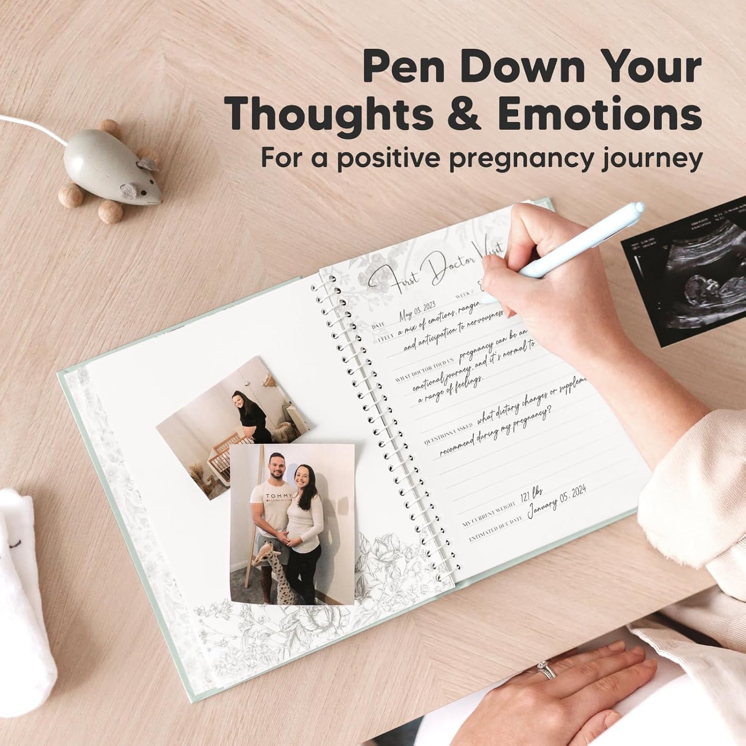 KeaBabies Inkless Hand and Footprint Kit with Pregnancy Journal