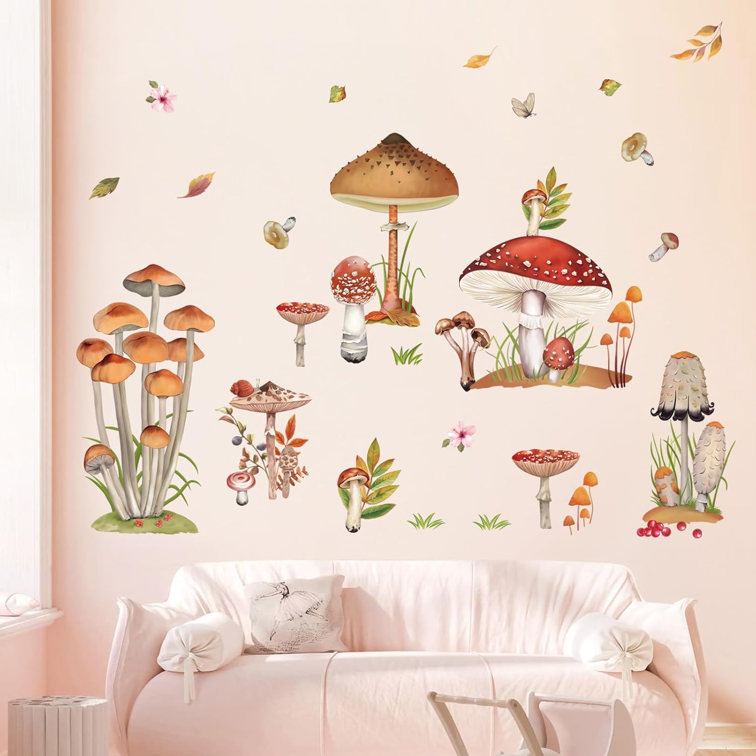 Decalmile Woodland Mushroom Wall Decals for Girls Room