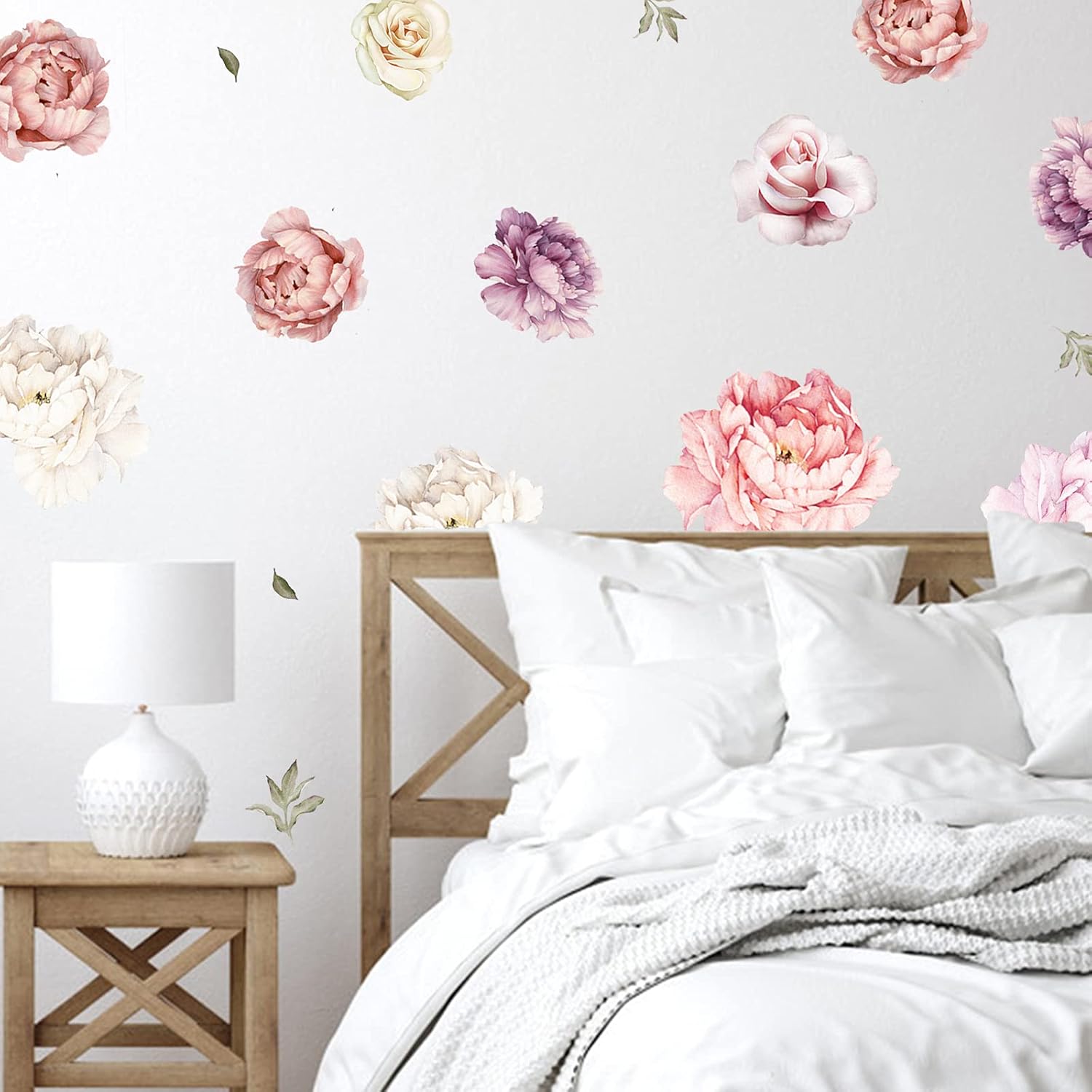 Large Floral Wall Decals 15 Peonies Stickers for Home Decor