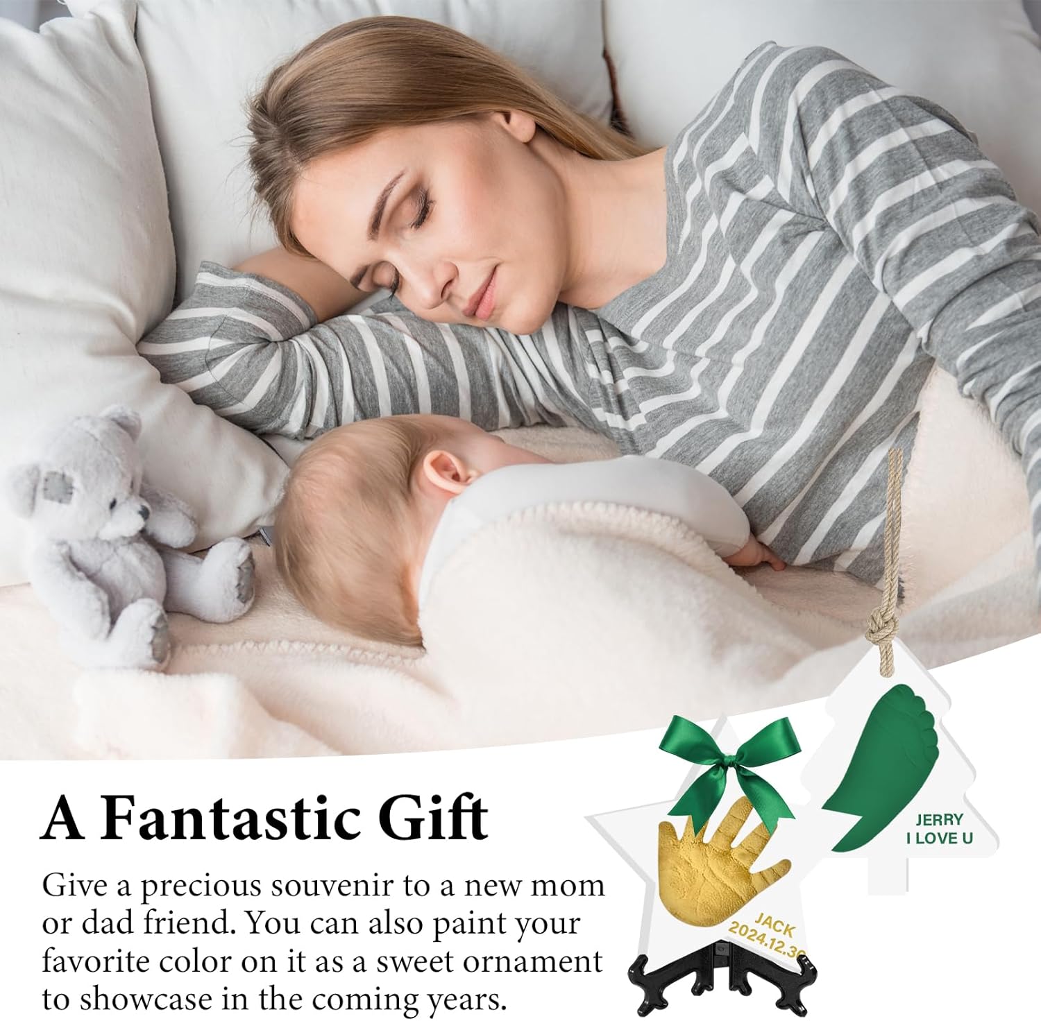 Baby Hand Footprint Keepsake Kit - Personalized Ornament for Newborn Baby Shower Pet Paw Print