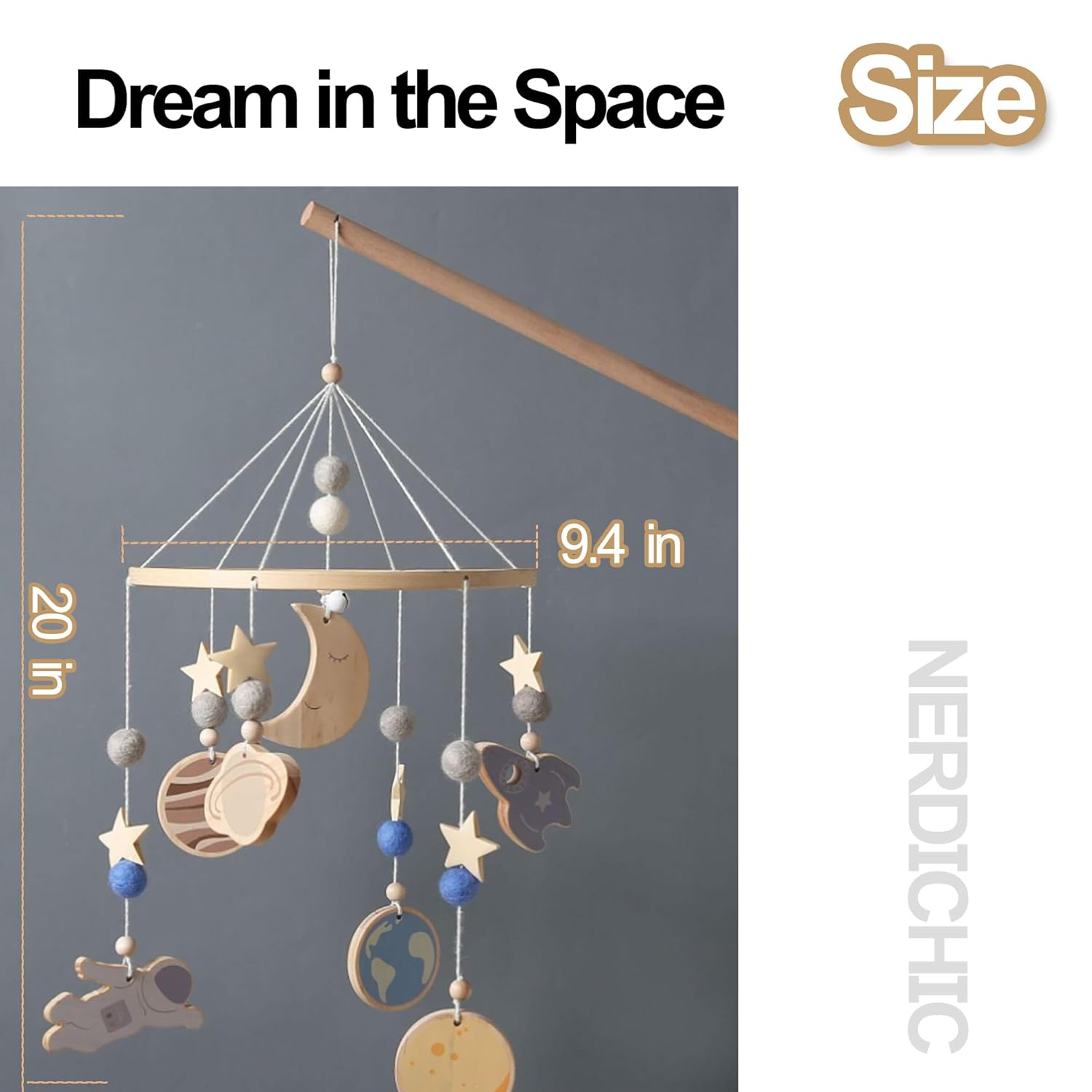 Space Moon Star Baby Crib Mobile for Boys Girls