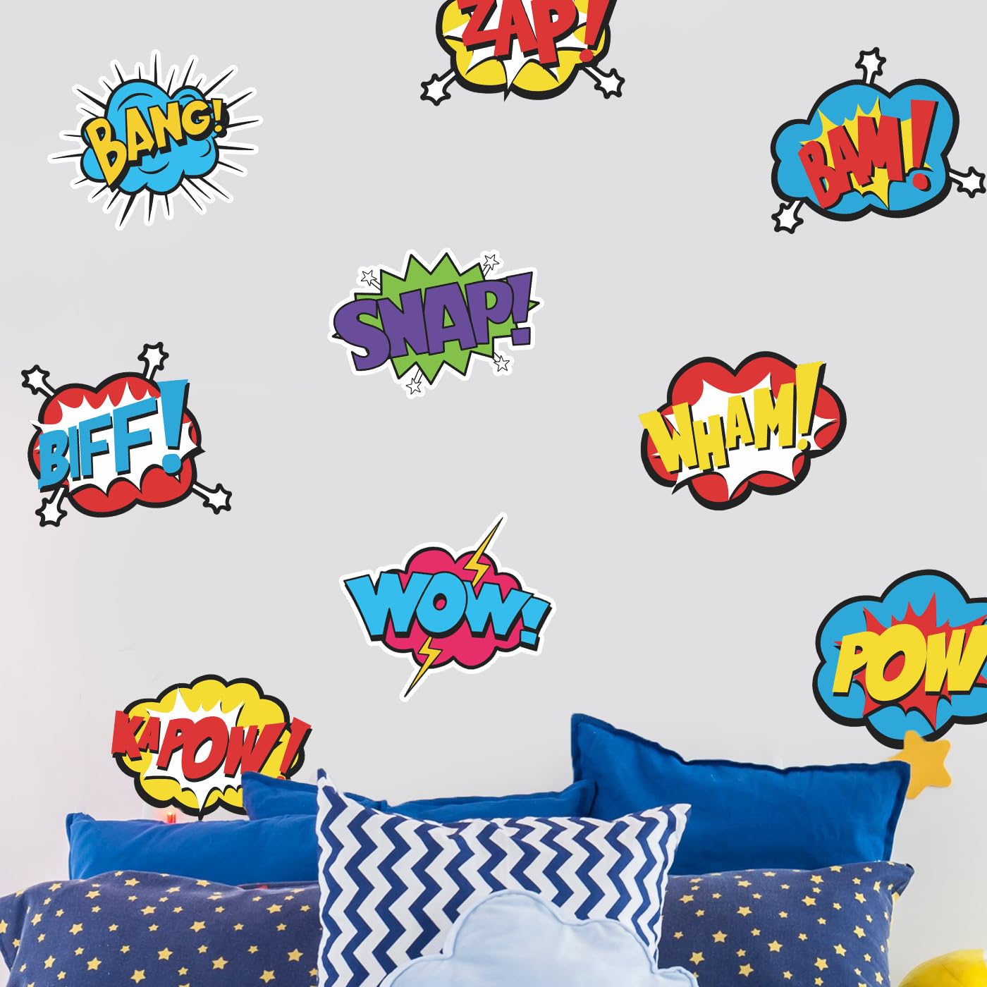 Superhero Comic Words Wall Decals 12-Pack