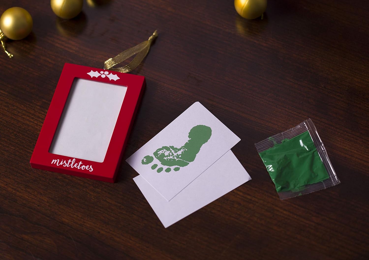 Lil Peach Mistletoe Footprint Ornament Pack of 2