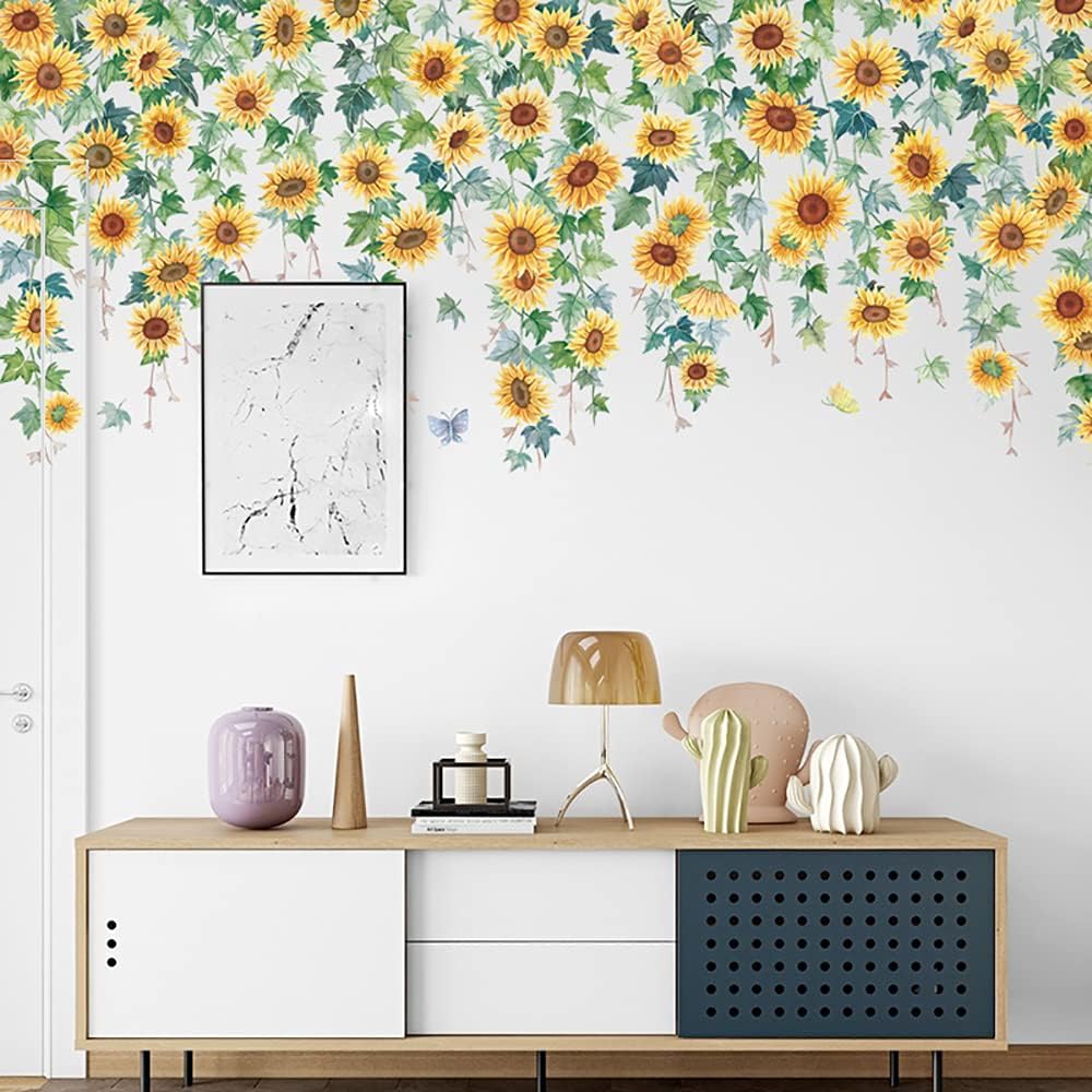 Runtoo Sunflower Wall Stickers for Bedroom and Kids Room
