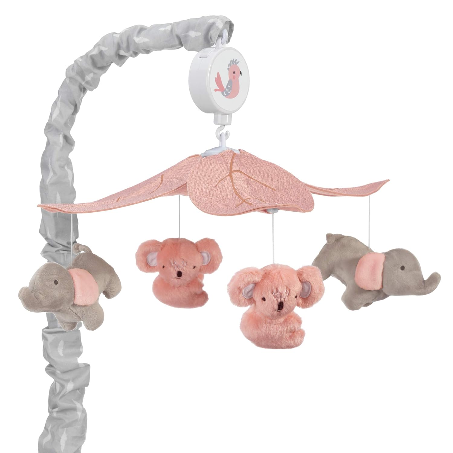 Calypso Pink Gray Koala Elephant Musical Crib Mobile