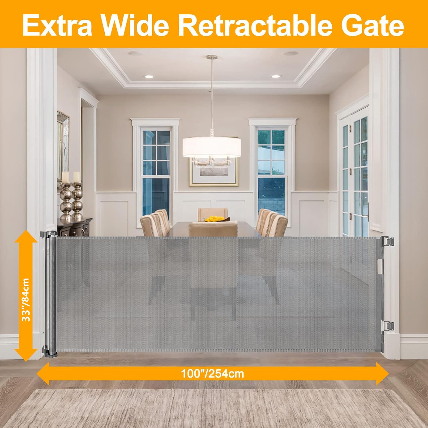 WOMHOM 100 Inch Extra Wide Retractable Baby Gate