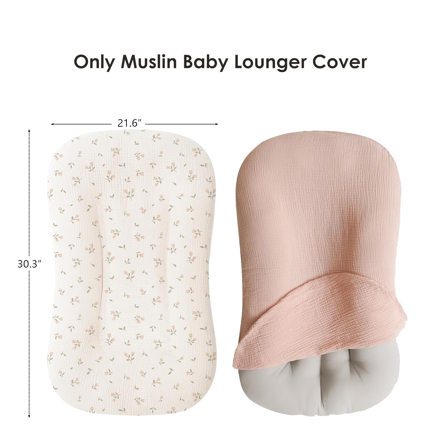 MairMore Muslin Baby Lounger Cover Pack of 2 Pink Blossom